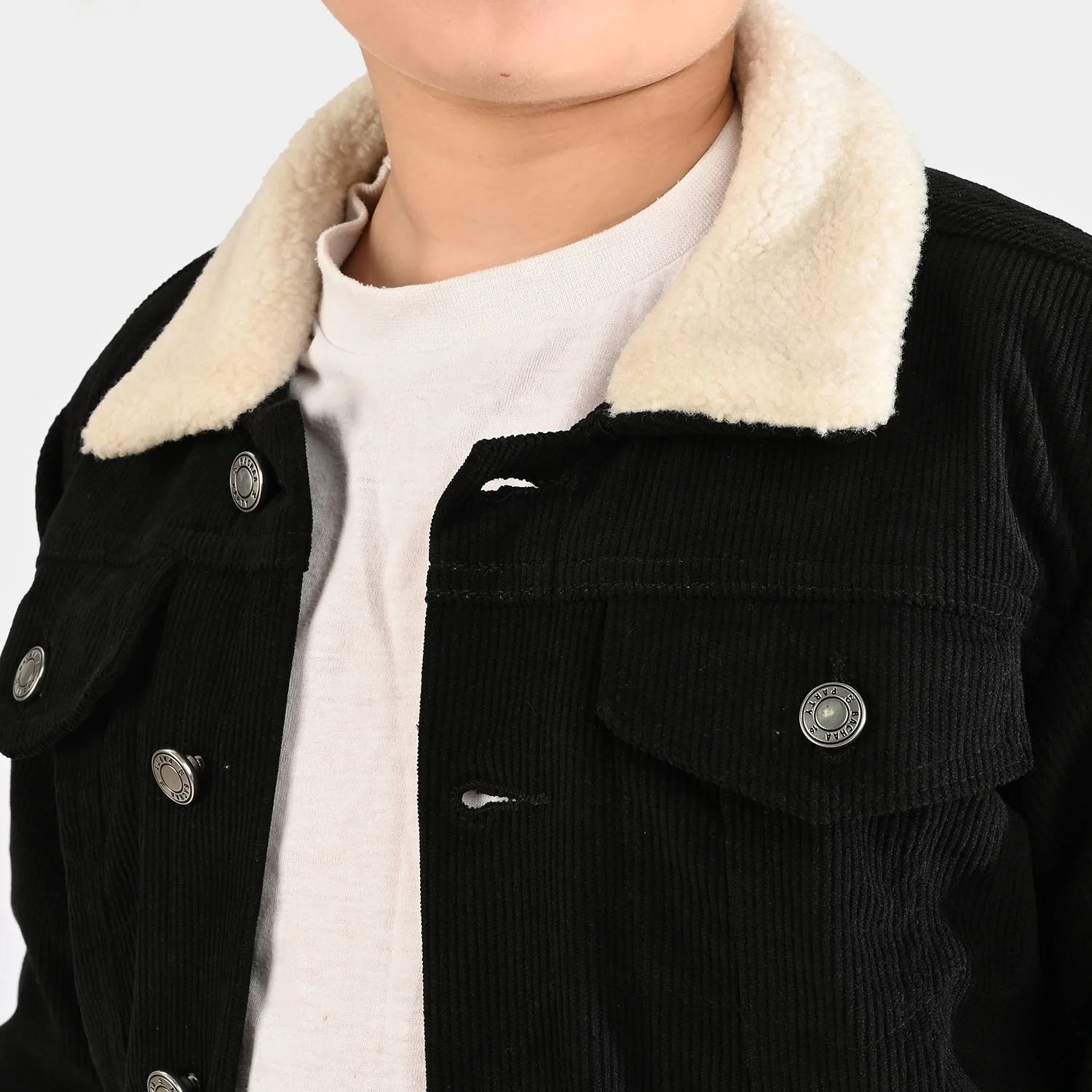 Boys Corduroy Woven Jacket Live-Black - Image 5