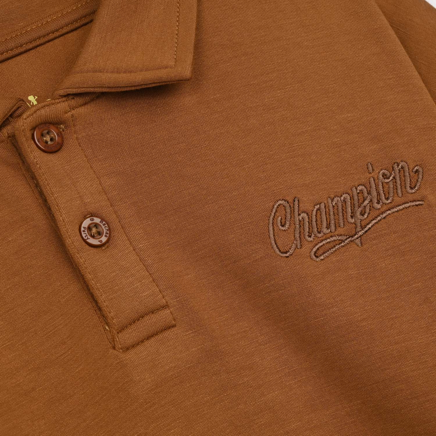 Boys Cotton Interlock 2 Piece Champion-BROWN - Image 3