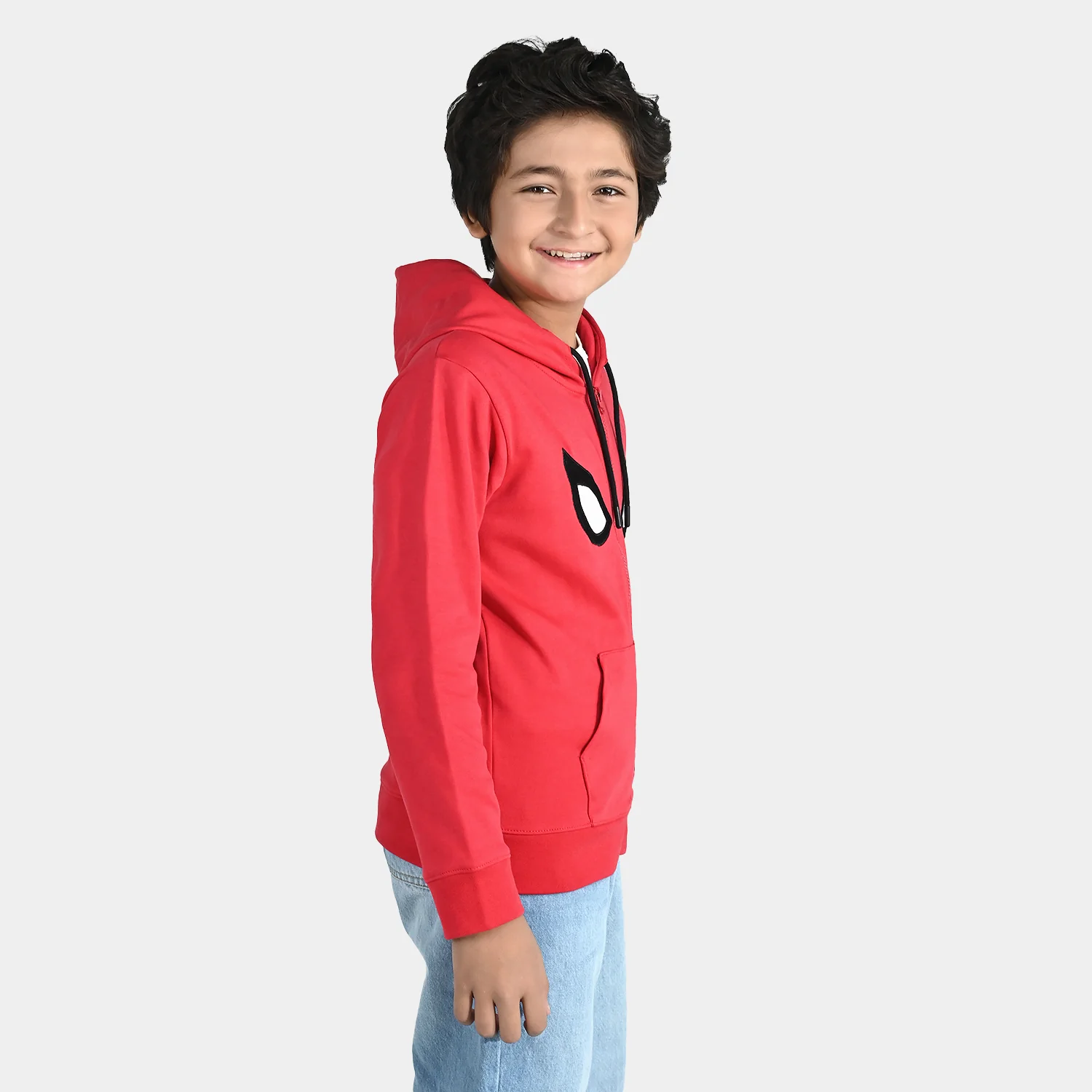 Boys Cotton Interlock Knitted Jacket-Red - Image 6