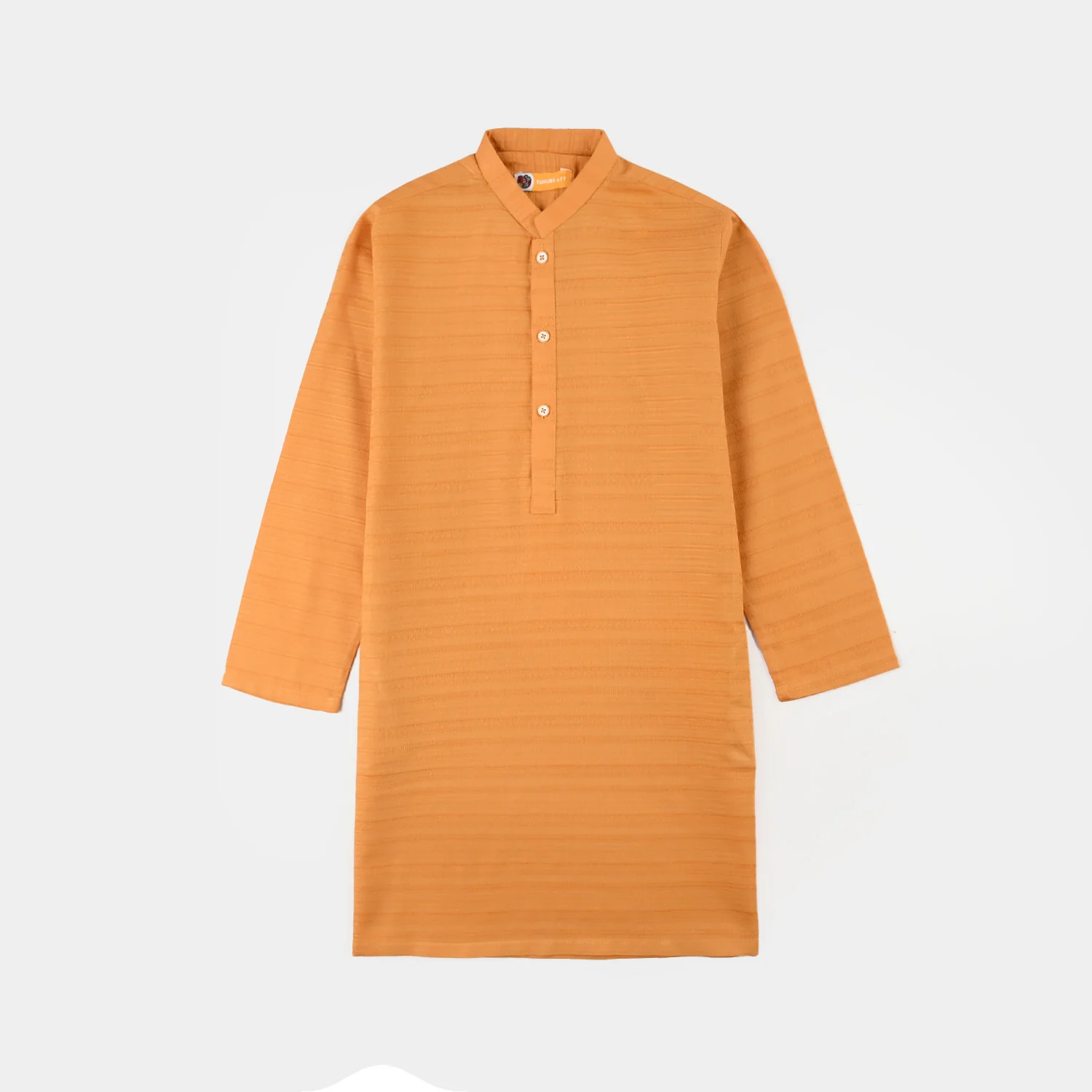 Boys Cotton Jacquard Basic Kurta – Yellow - Image 4
