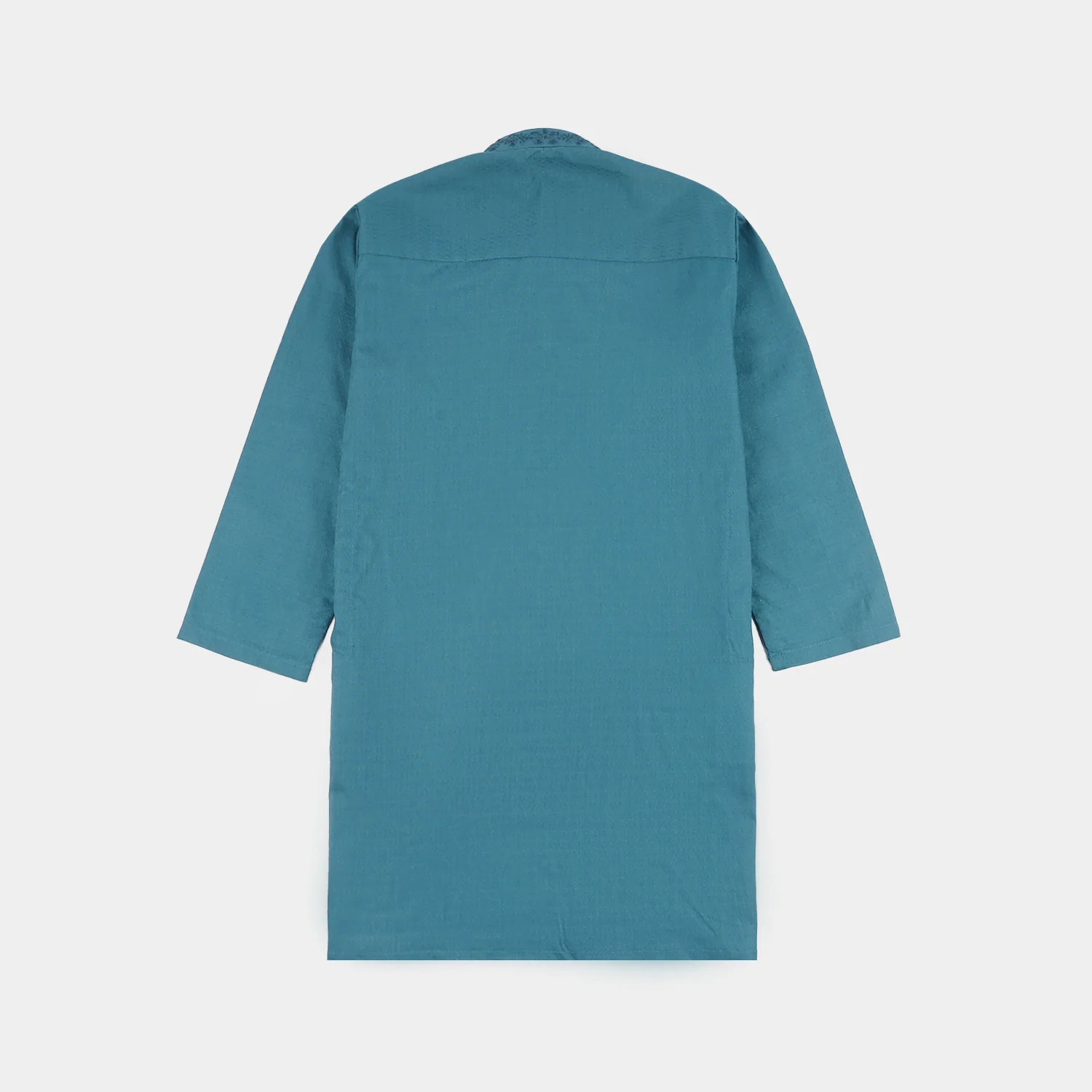 Boys Cotton Jacquard Kurta Pajama (Flora) - Teal - Image 8