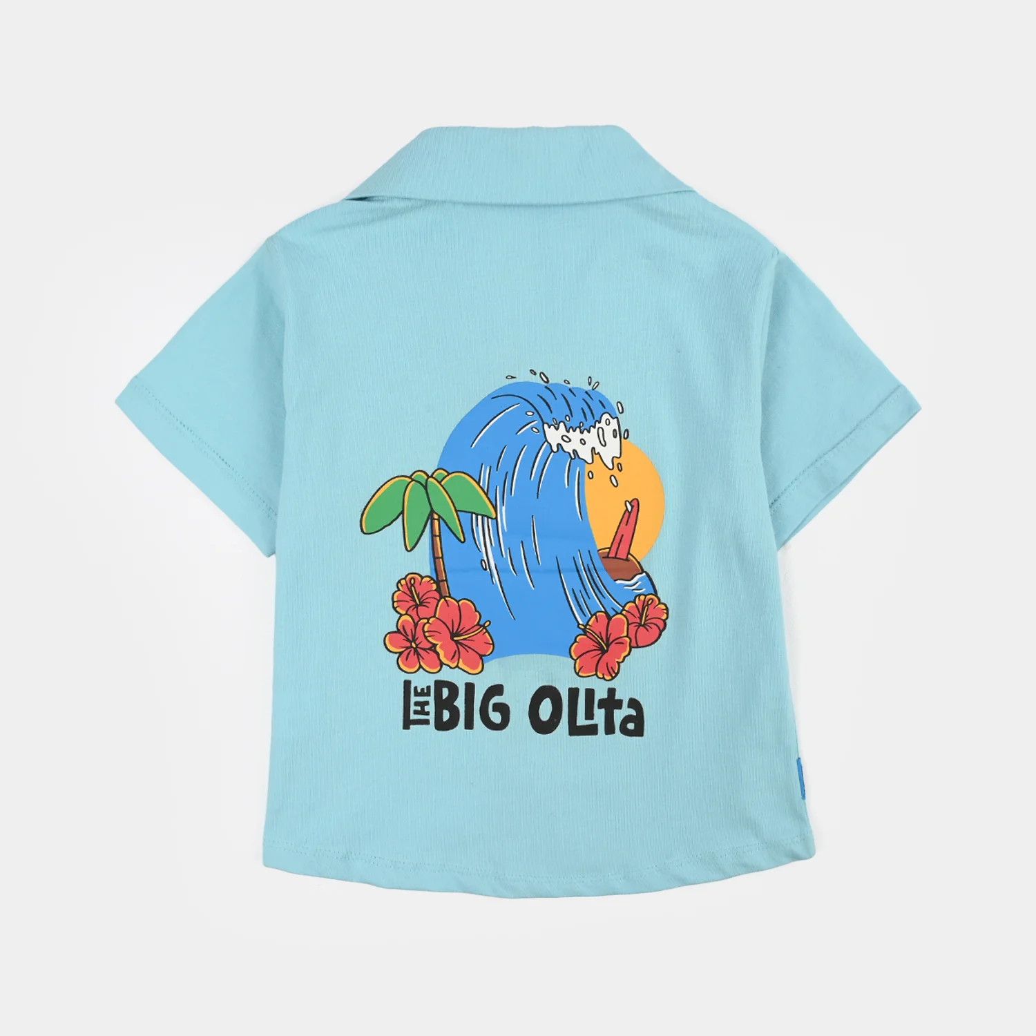 Boys Cotton Jersey Knitted Shirt (Sun Fun) - Blue - Image 4