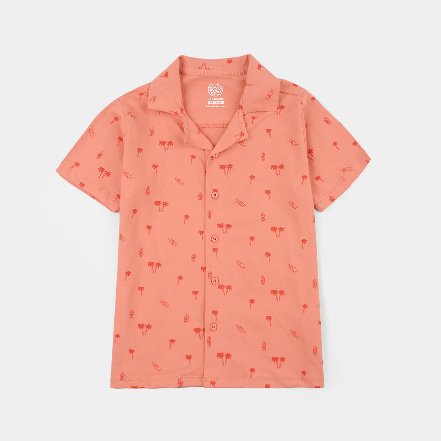 Boys Cotton Jersey Knitted Shirt (Surf and Tree) - Orange