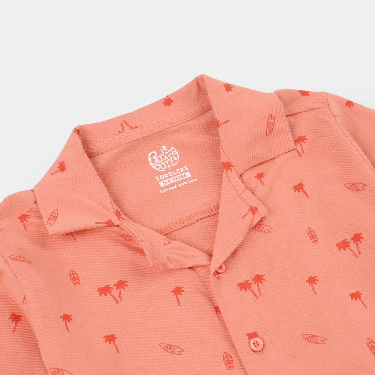 Boys Cotton Jersey Knitted Shirt (Surf and Tree) - Orange - Image 2