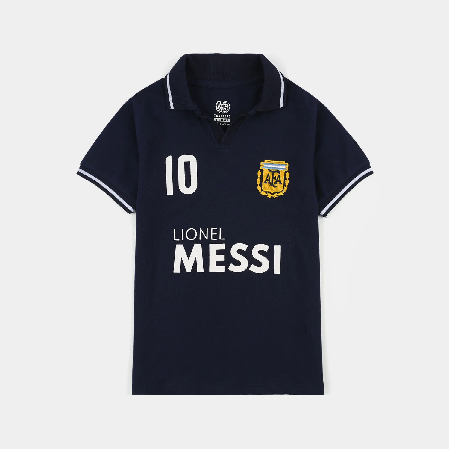 Boys Cotton PK Polo Footballer Superstar - Navy Blue
