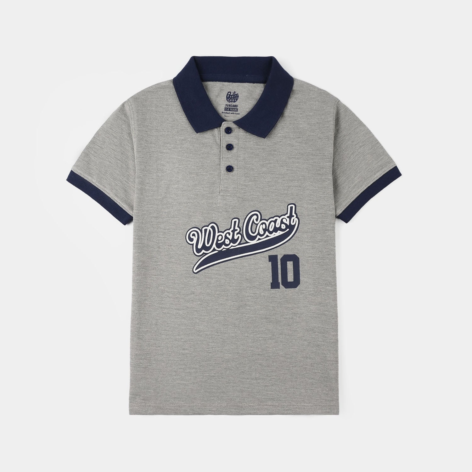 Boys Cotton PK Polo (West Coast) - Grey