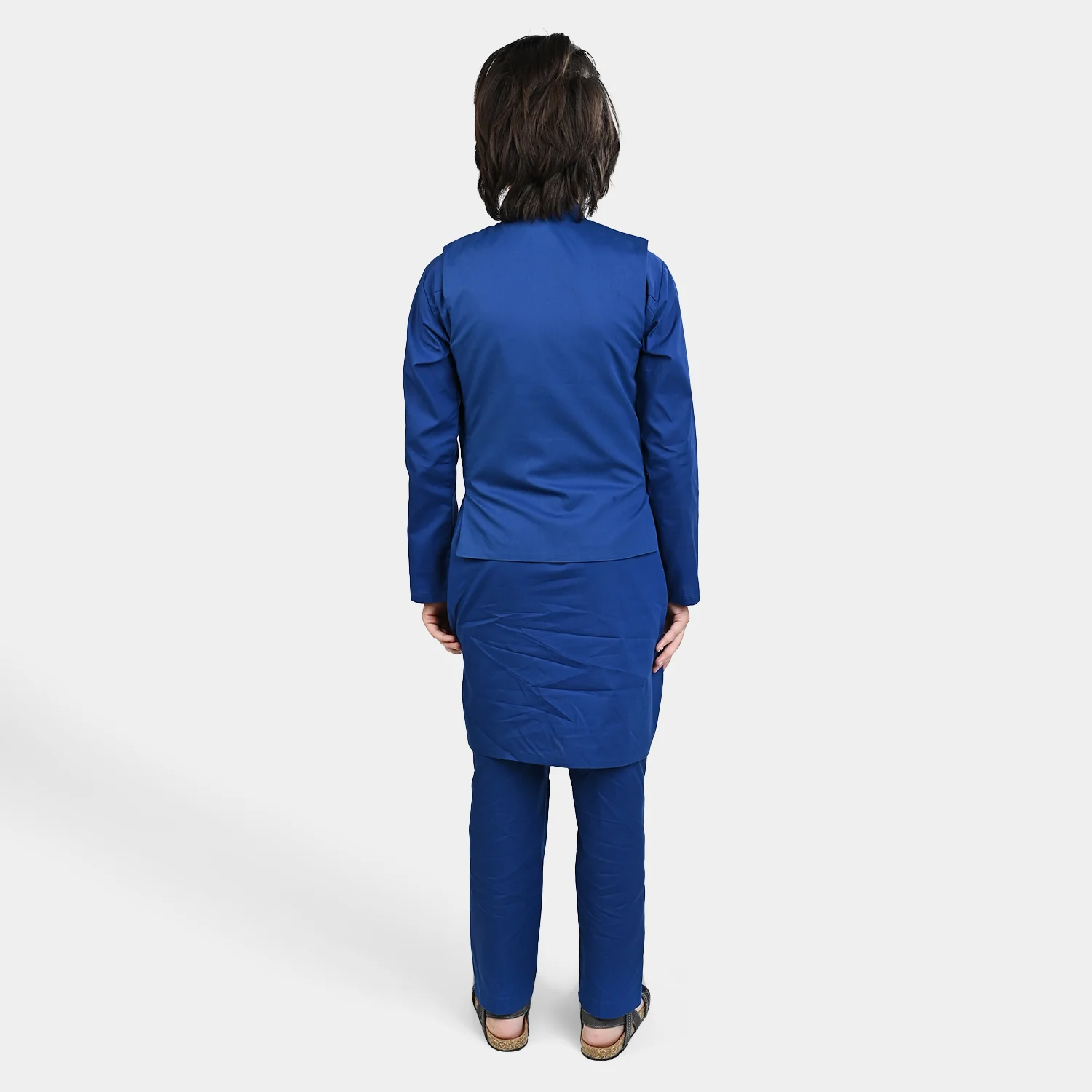 Boys Cotton Poplin 3 Piece Suit (Front Pocket) - Blue - Image 5