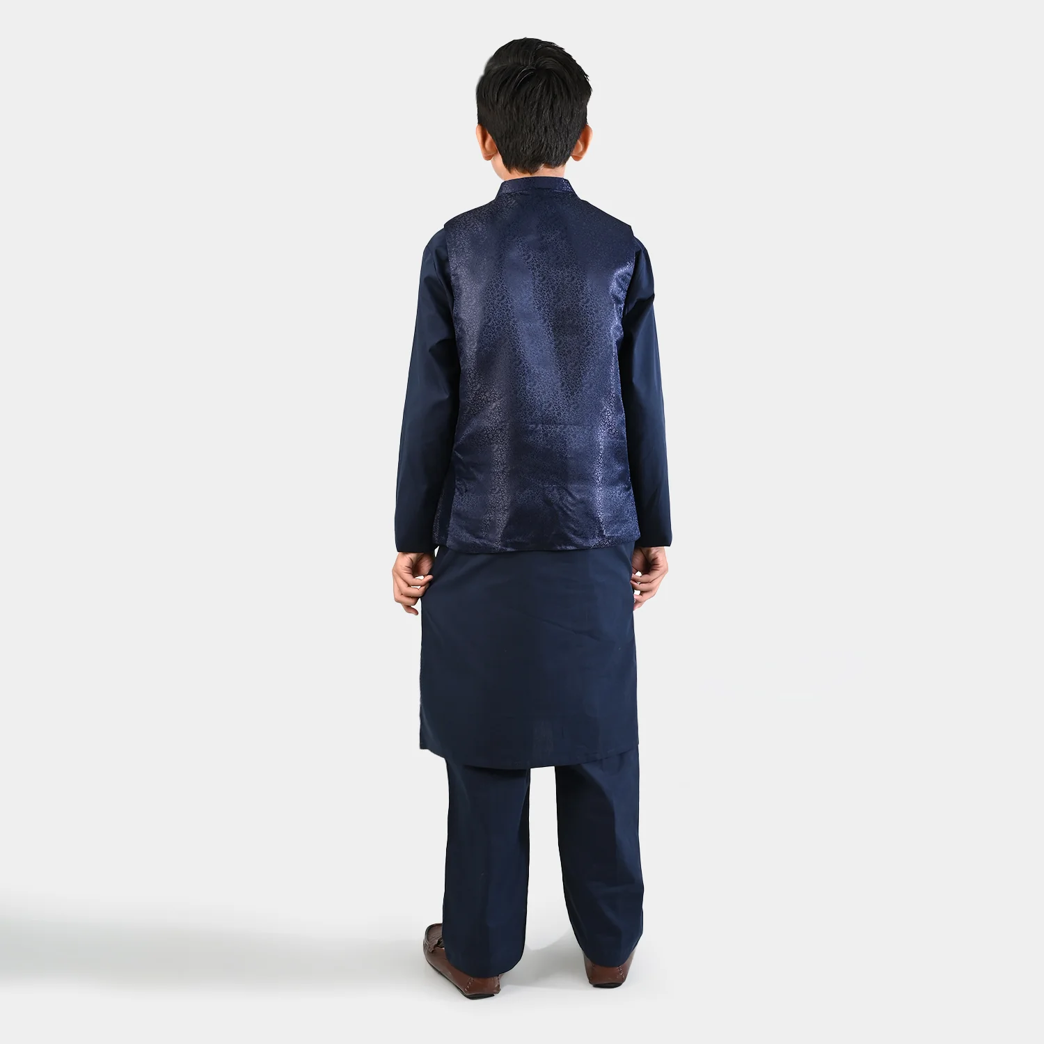 Boys Cotton Poplin 3 Piece Suit - NAVY - Image 5