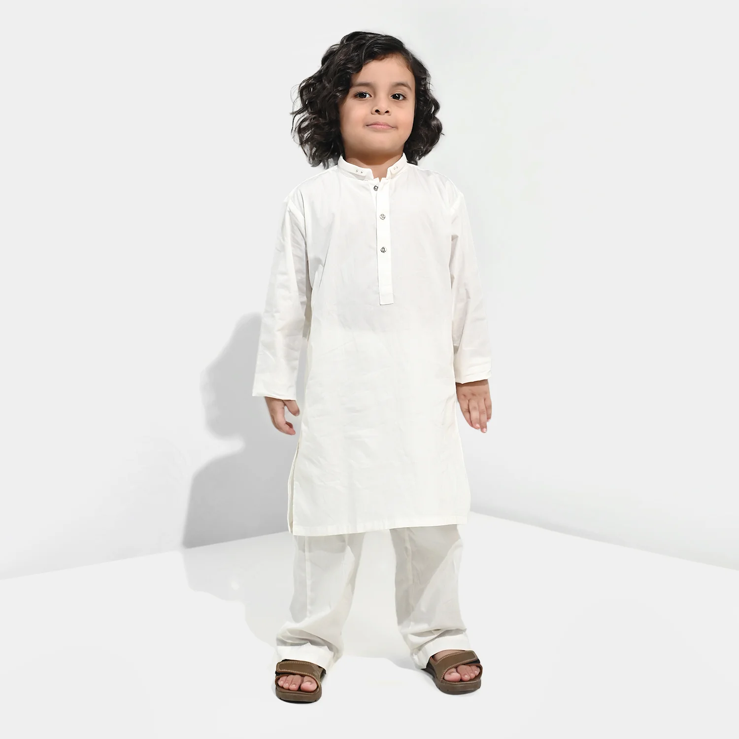 Boys Cotton Poplin Kurta Pajama (Elegant)-White