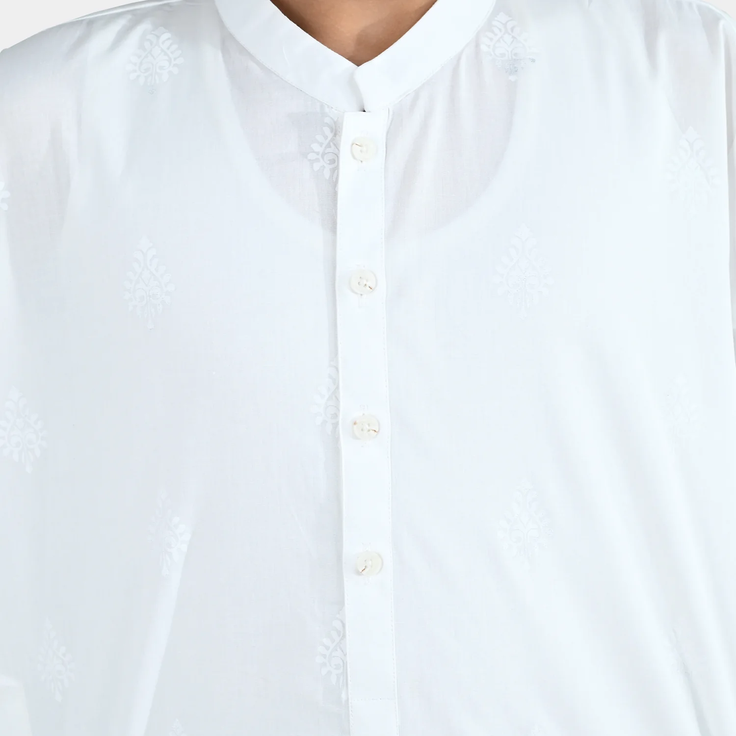 Boys Cotton Poplin Kurta Pajama - White - Image 5