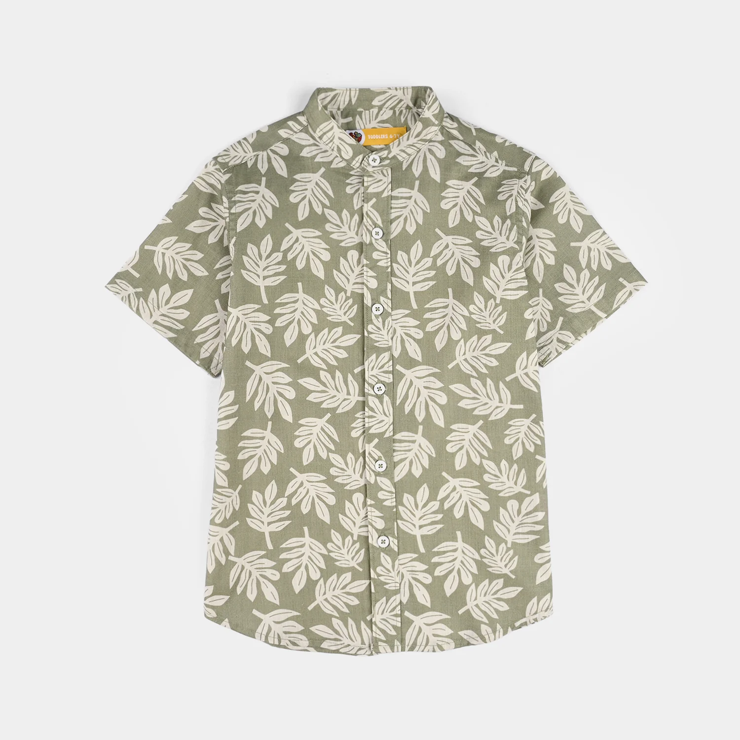 Boys Cotton Slub Shirt (Tropical Leaf) - Green
