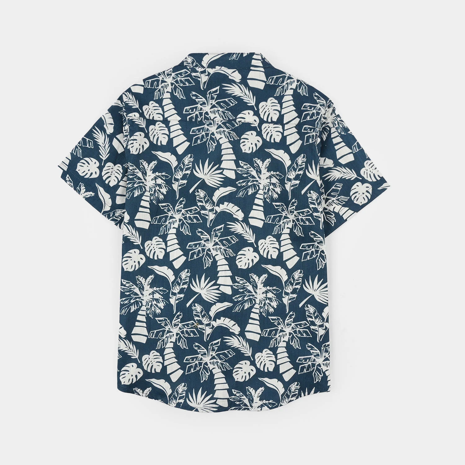 Boys Cotton Slub Shirt (Tropical) - Navy - Image 3