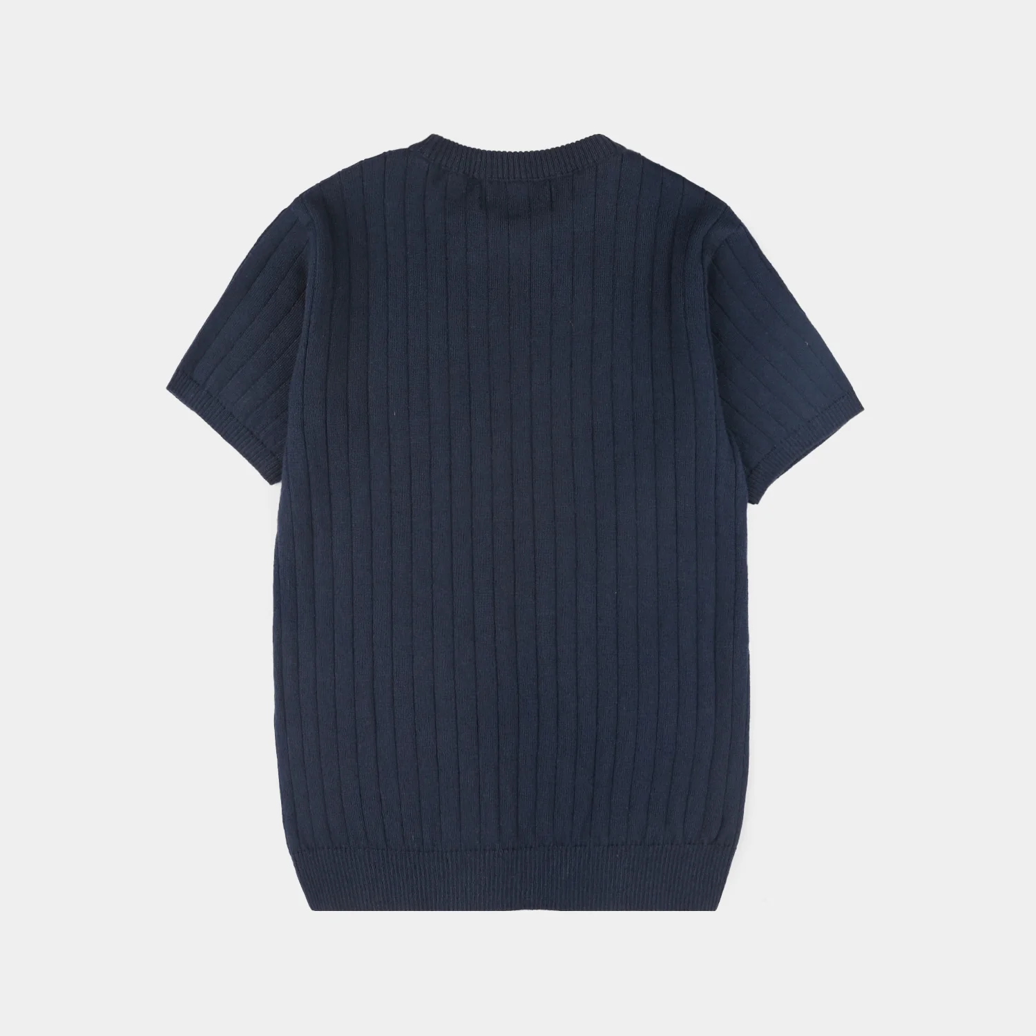 Boys Cotton Sweater Knit T-Shirt (Dropline) - Navy Blue - Image 4