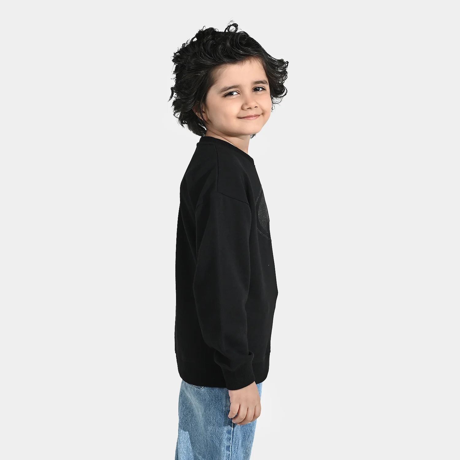 Boys Cotton Terry Sweatshirt-BLACK - Image 3