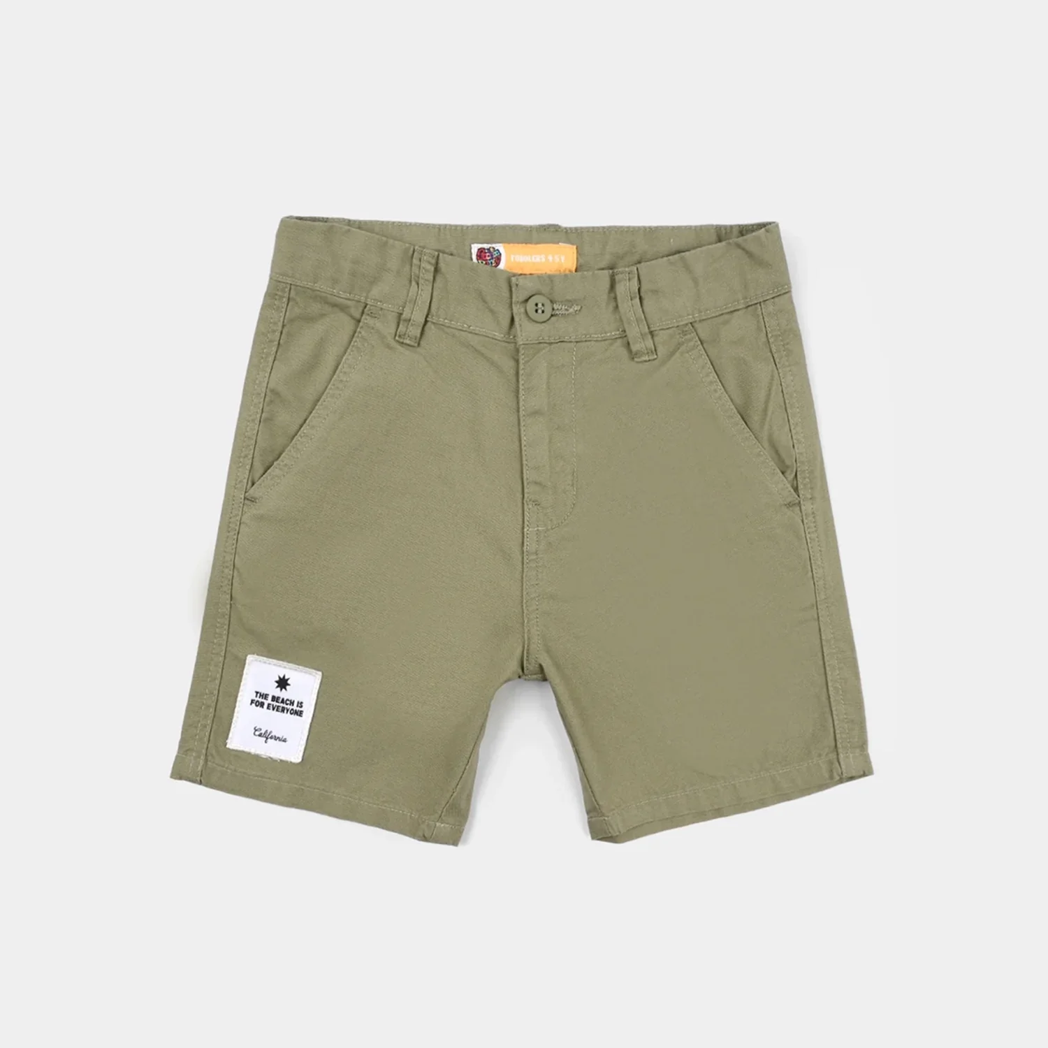 Boys Cotton Twill Shorts - Olive Green