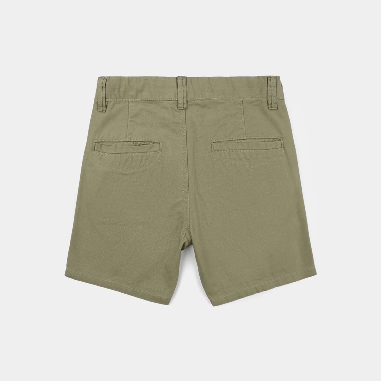Boys Cotton Twill Shorts - Olive Green - Image 4