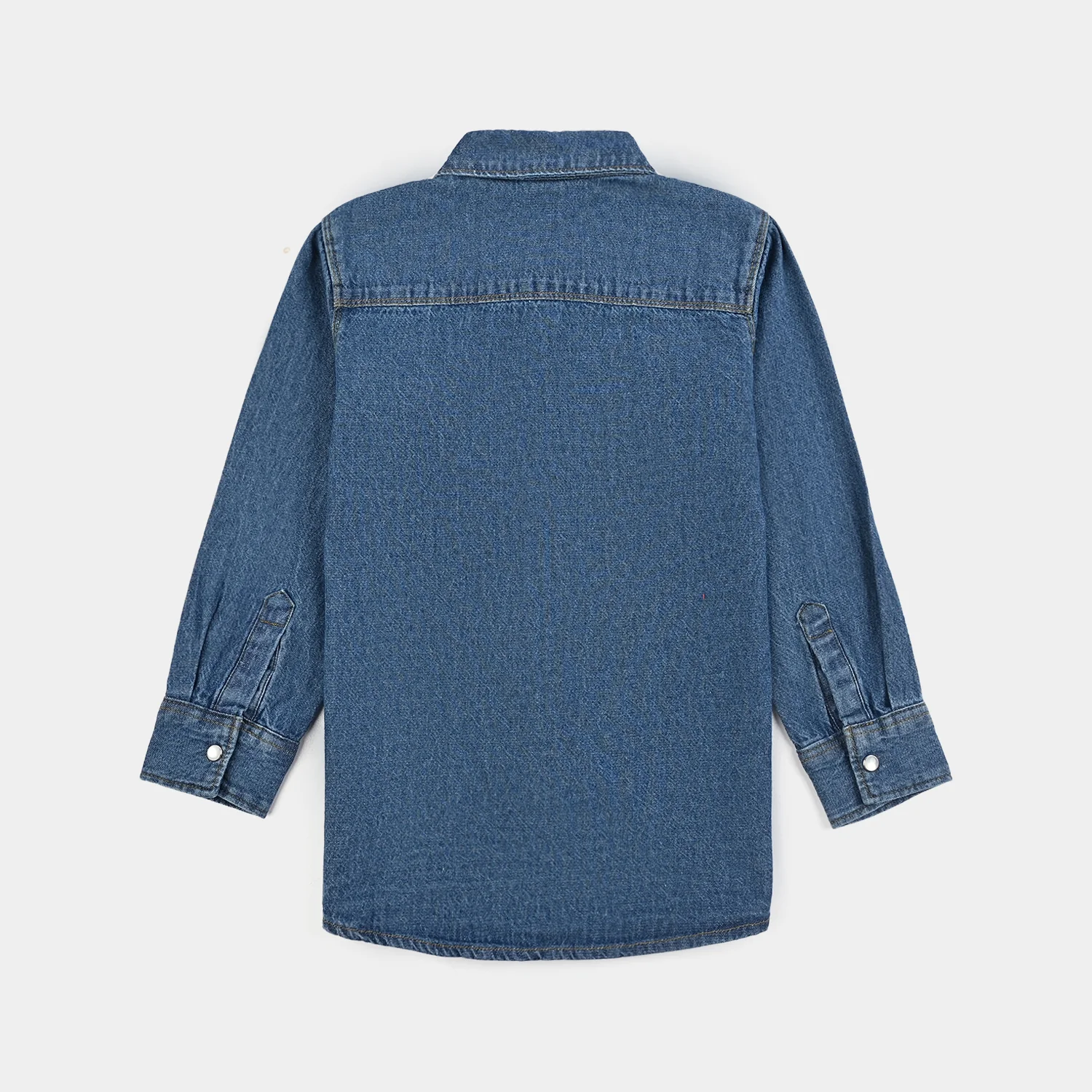 Boys Denim rigid Shirt F/S Cut & Sew- Blue - Image 4
