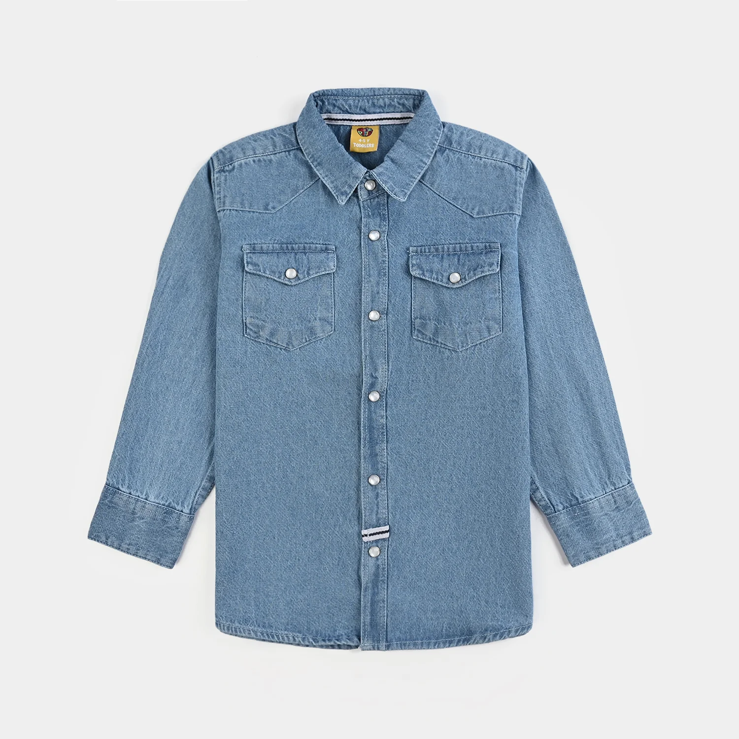 Boys Denim rigid Shirt F/S Lets Go-LT.Blue