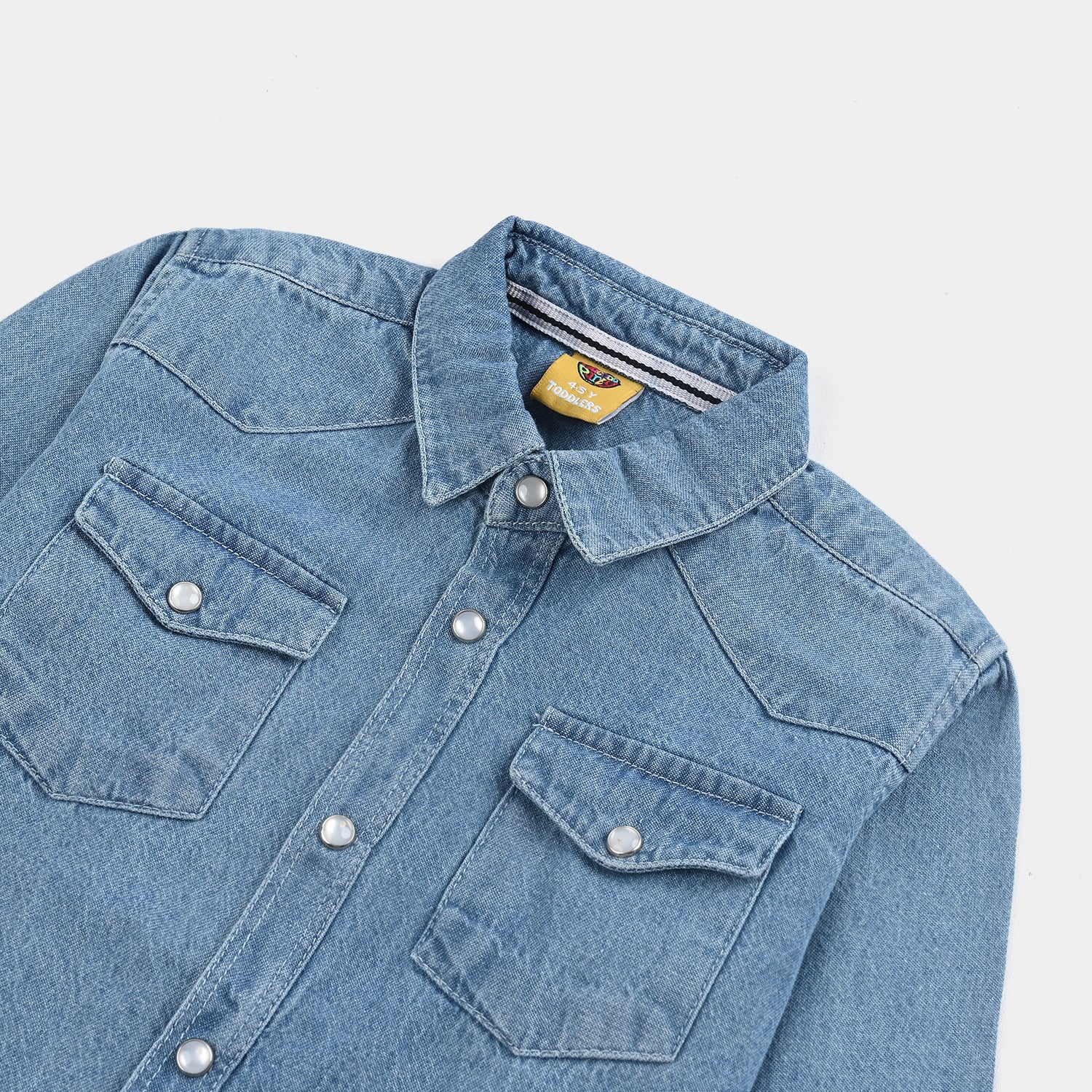Boys Denim rigid Shirt F/S Lets Go-LT.Blue - Image 2