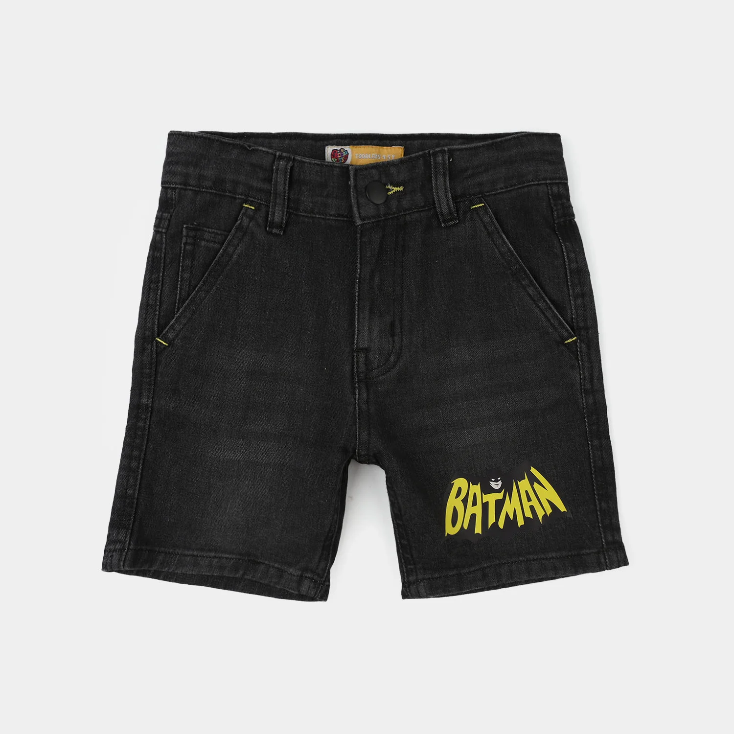 Boys Denim Rigid Shorts (The Bat Character) - Black