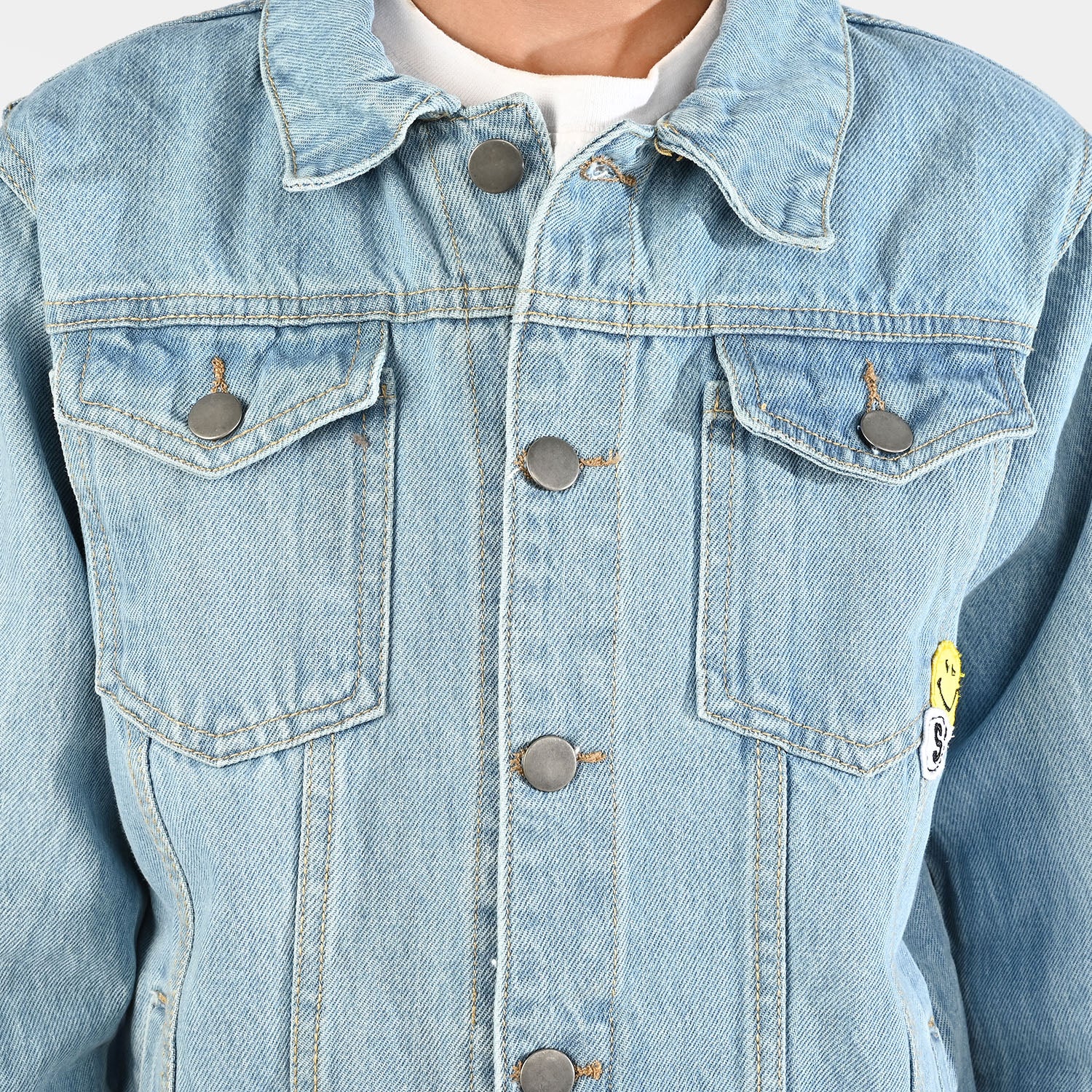Boys Denim Stretch Jacket Smile-Light Blue - Image 3