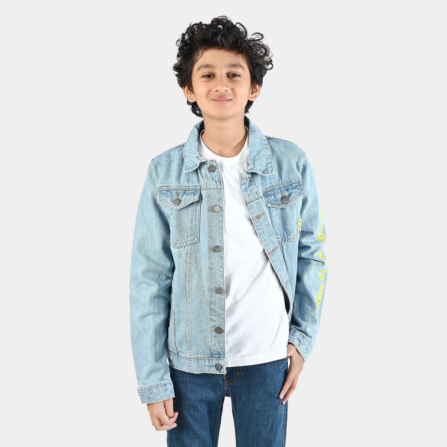 Boys Denim Stretch Jacket Smile-Light Blue - Image 5