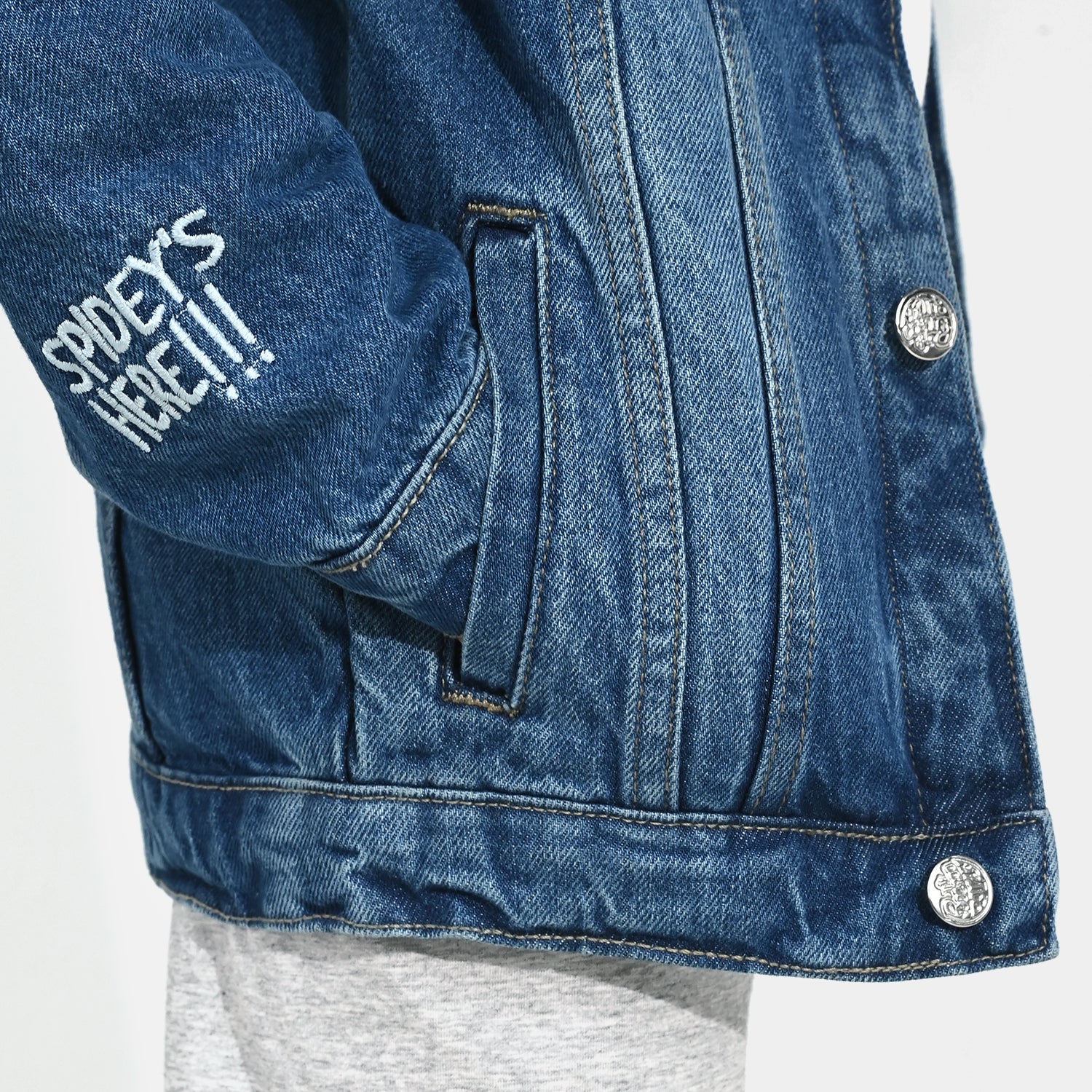 Boys Denim Stretch Jacket (Spidey) - Mid Blue - Image 4