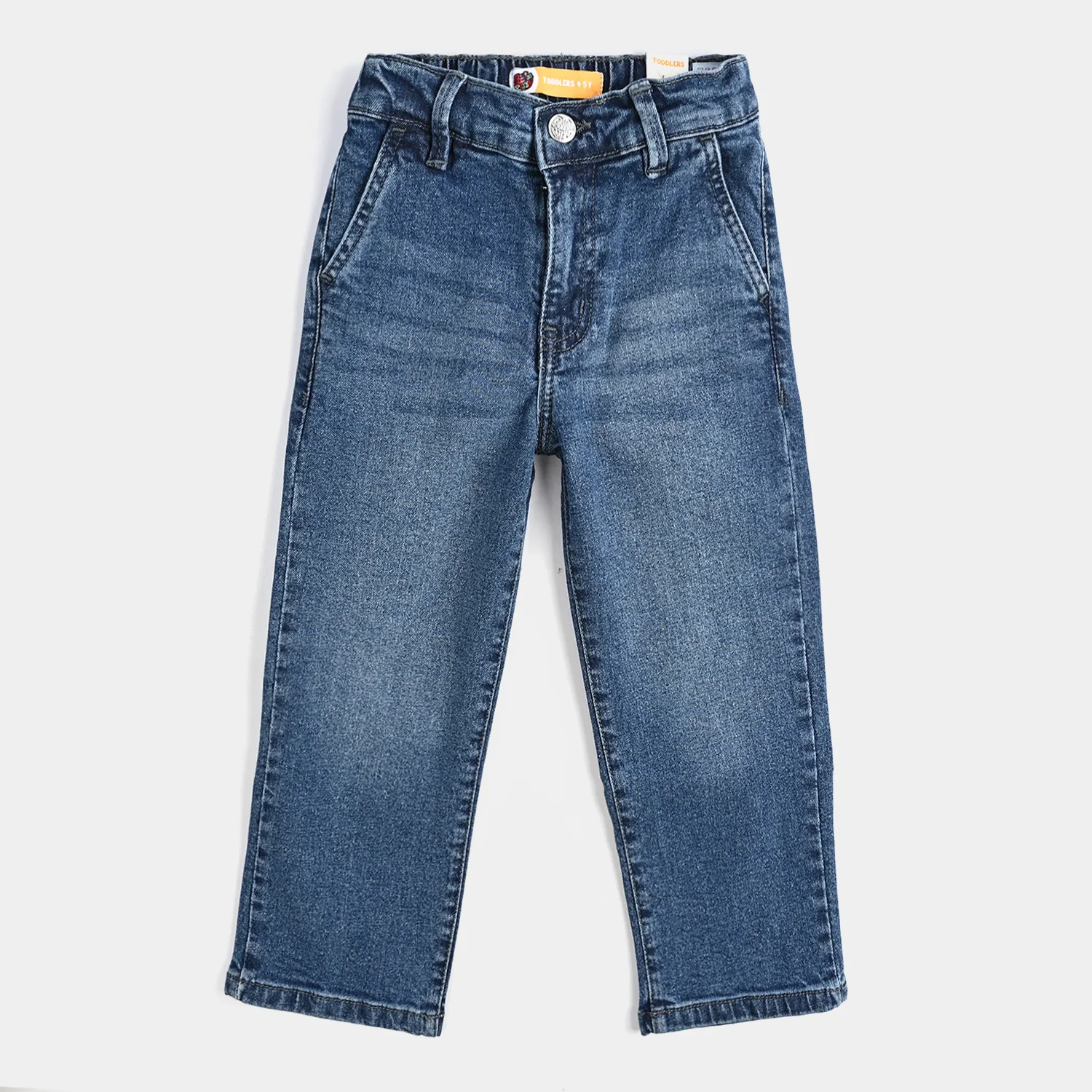 Boys Denim Stretch Pant Basic Straight Fit - Mid Blue