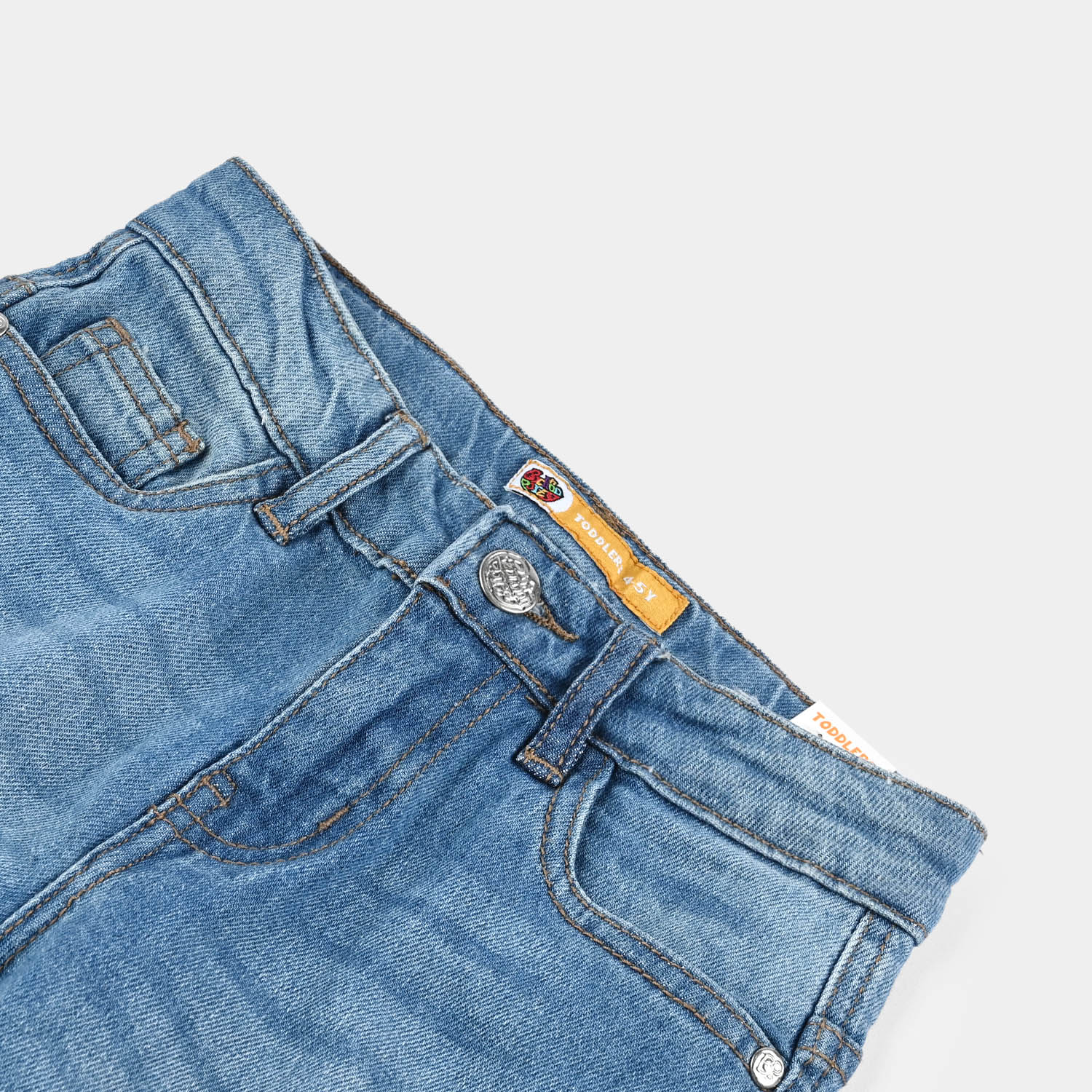 Boys Denim Stretch Pant Cargo Style - Mid Blue - Image 2