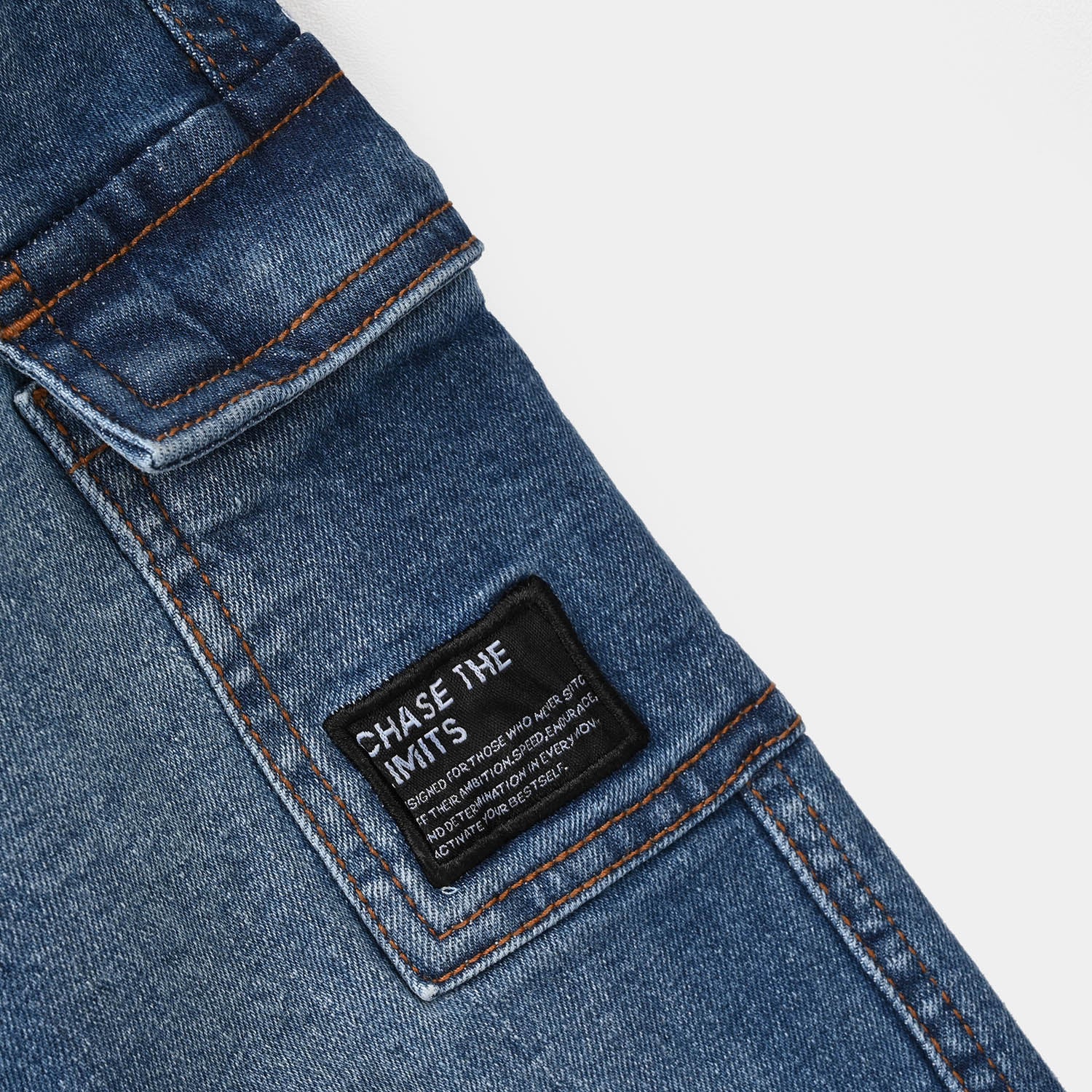 Boys Denim Stretch Pants - Mid Blue - Image 2