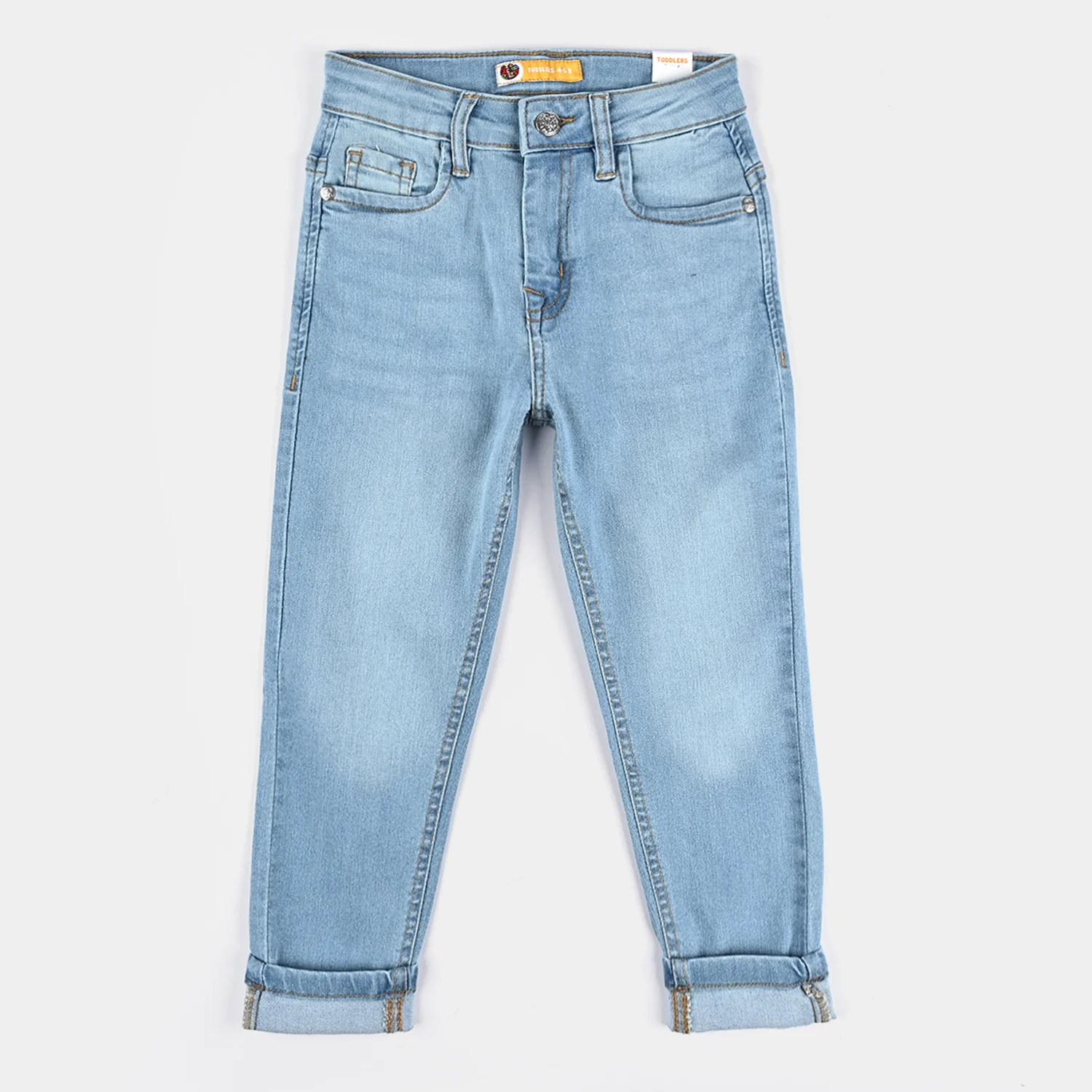 Boys Denim Stretch Pant Folded Hem 1 - Blue.Acid