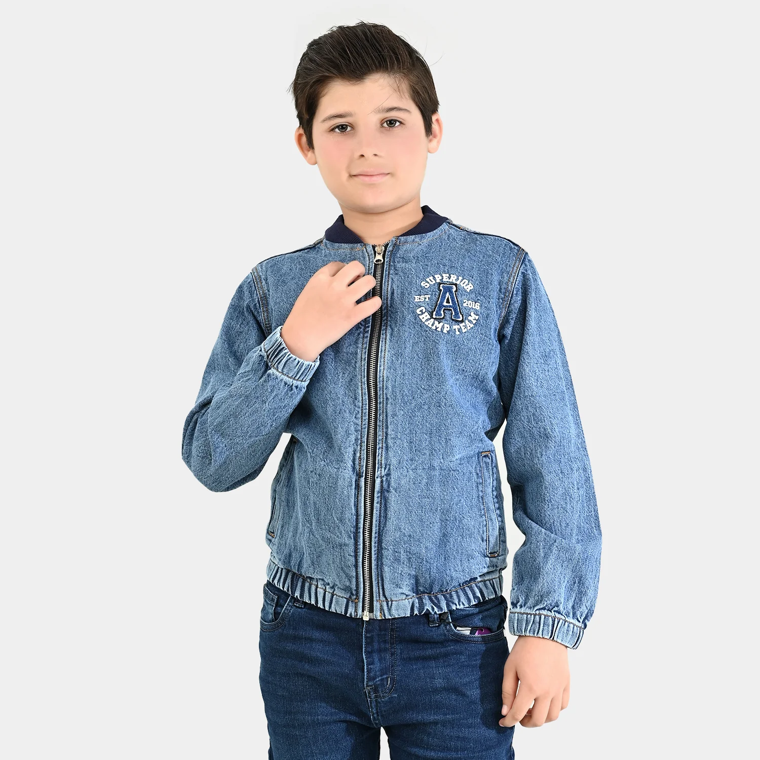 Boys Denim Stretch Woven Jacket Superior-Light Blue - Image 3