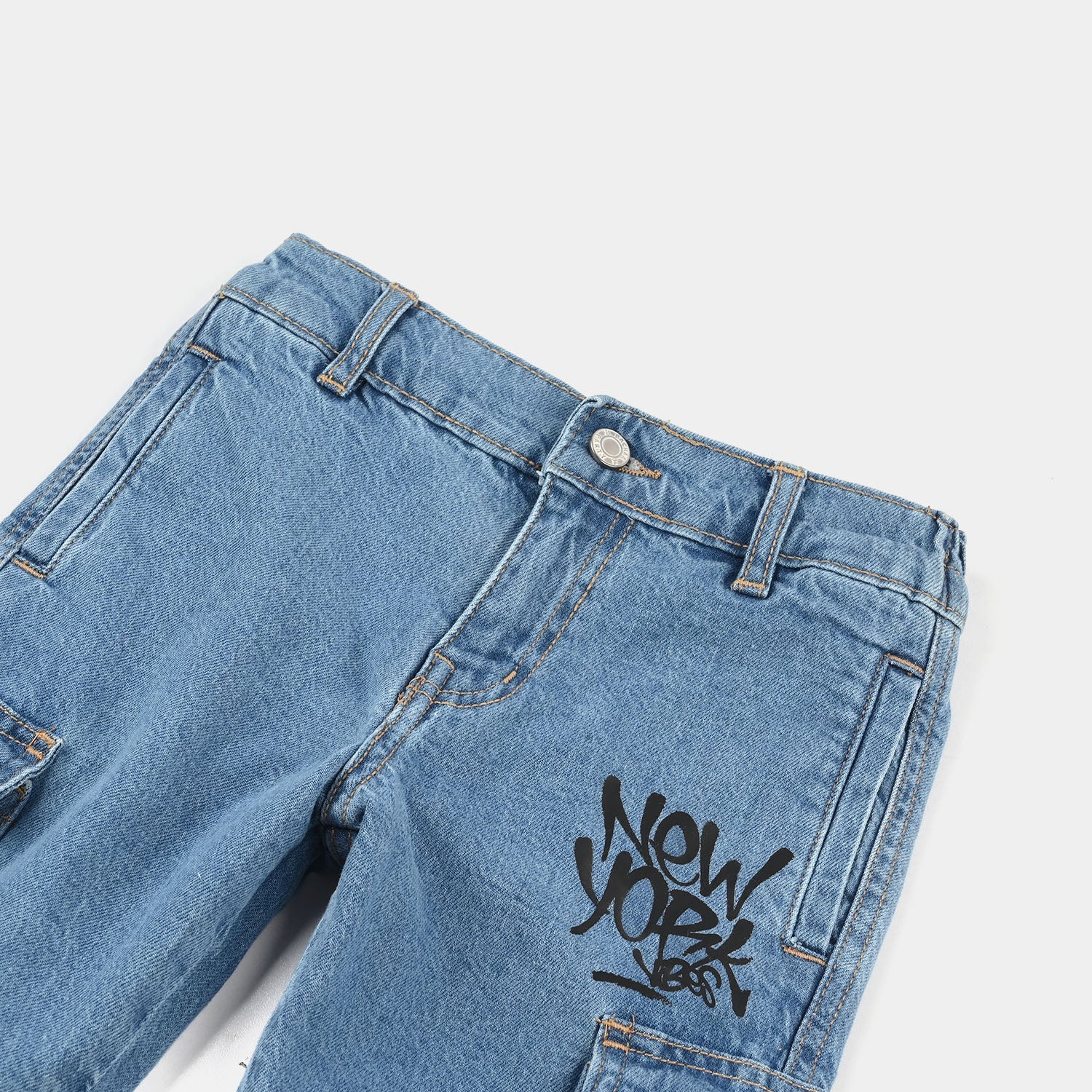 Boys Denim Viscose Pants (New York) - Mid Blue - Image 2
