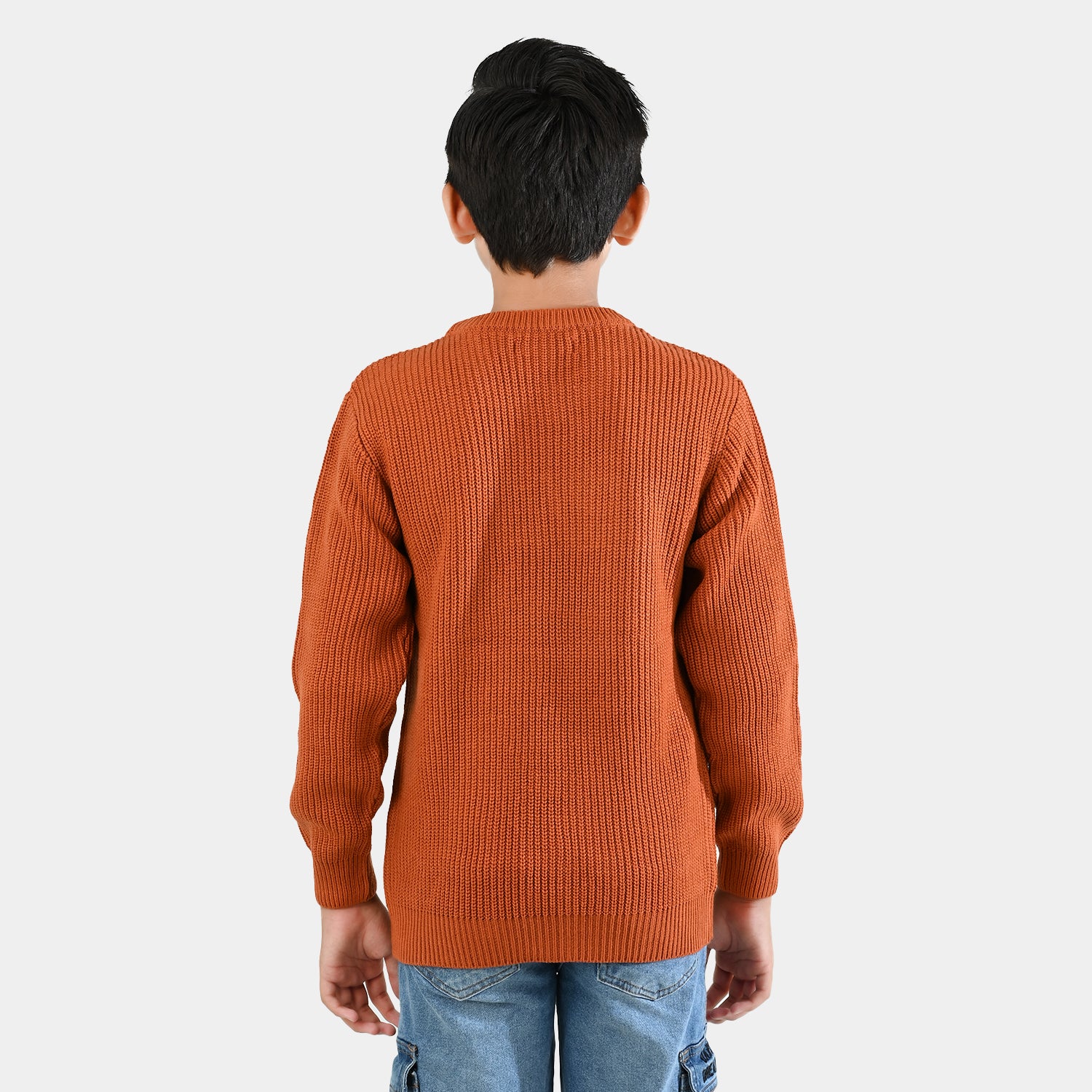 Boys Feather-Acrylic Sweater-New York-BROWN - Image 5