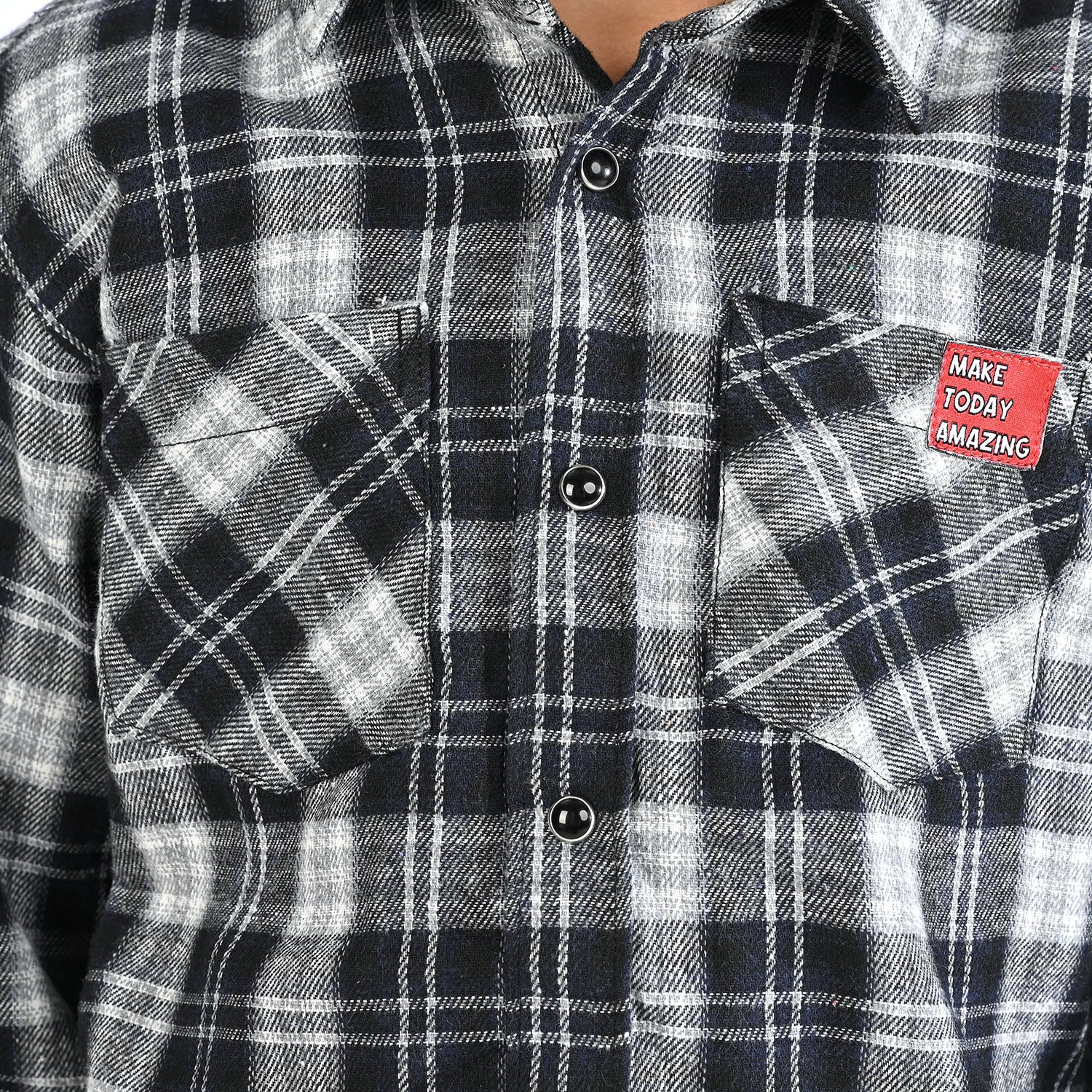 Boys Flannel Shirt F/S (Amazing Day)-Black Check - Image 2