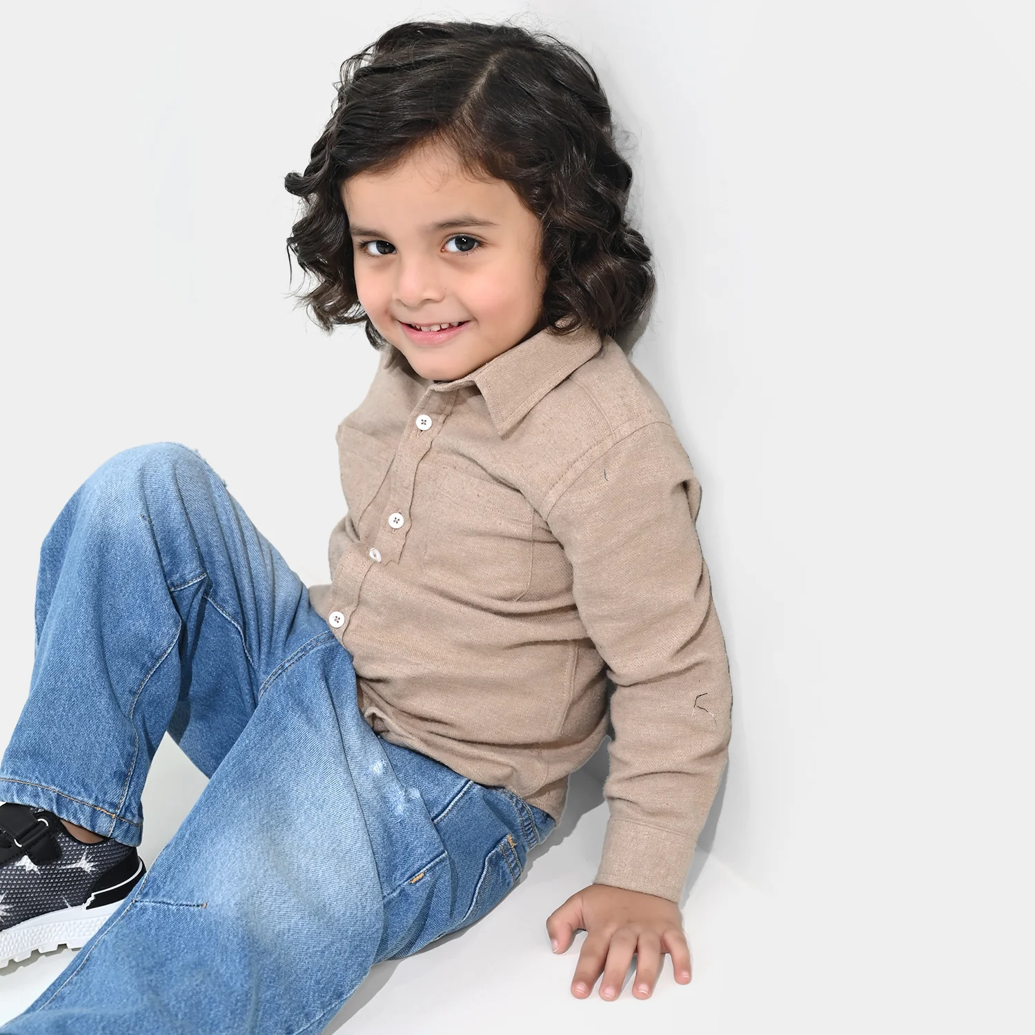 Boys Flannel Shirt - Beige - Image 3