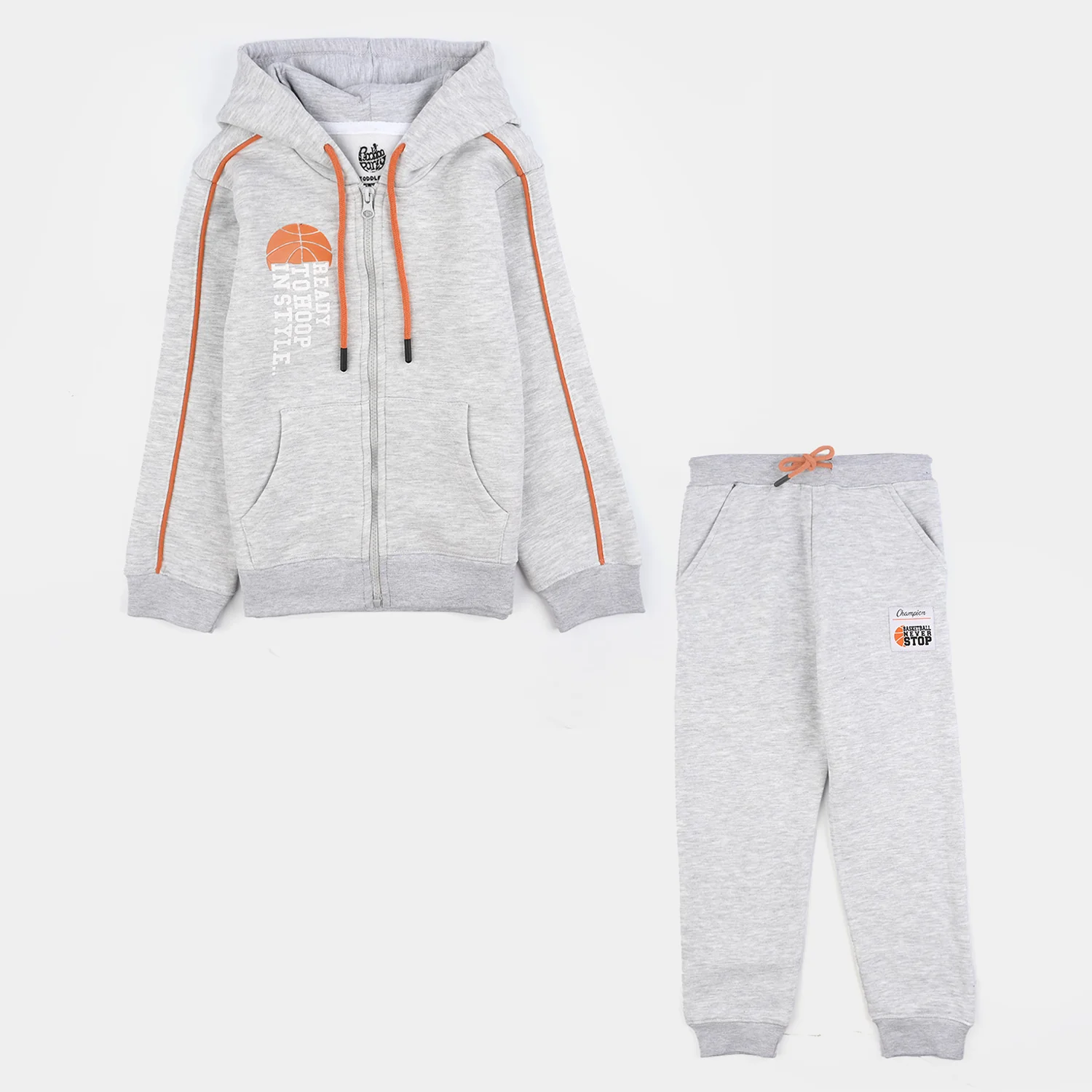 Boys Fleece 2 Piece Suit Ready To Hoop-Htr Grey