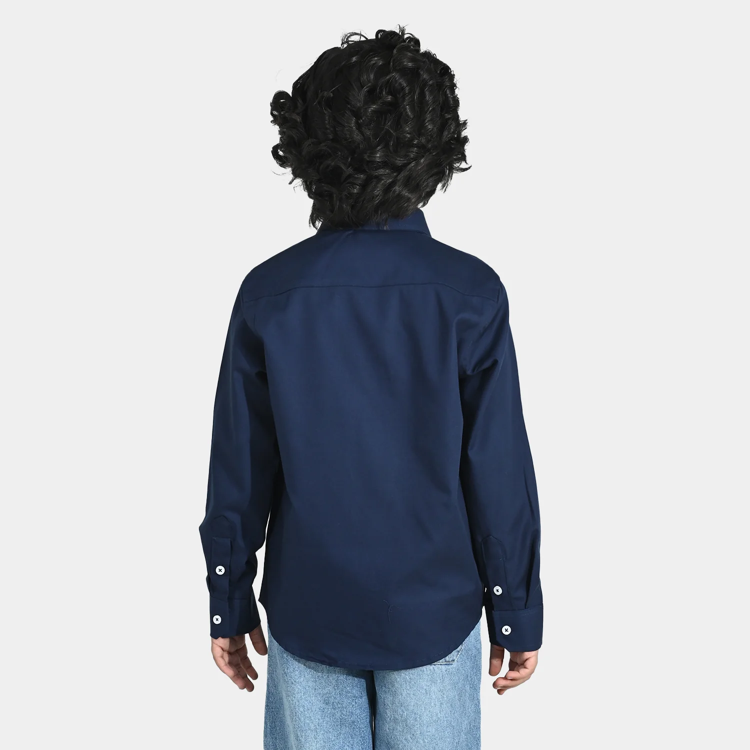 Boys Yarn Dyed Formal Shirt - Navy - Image 3