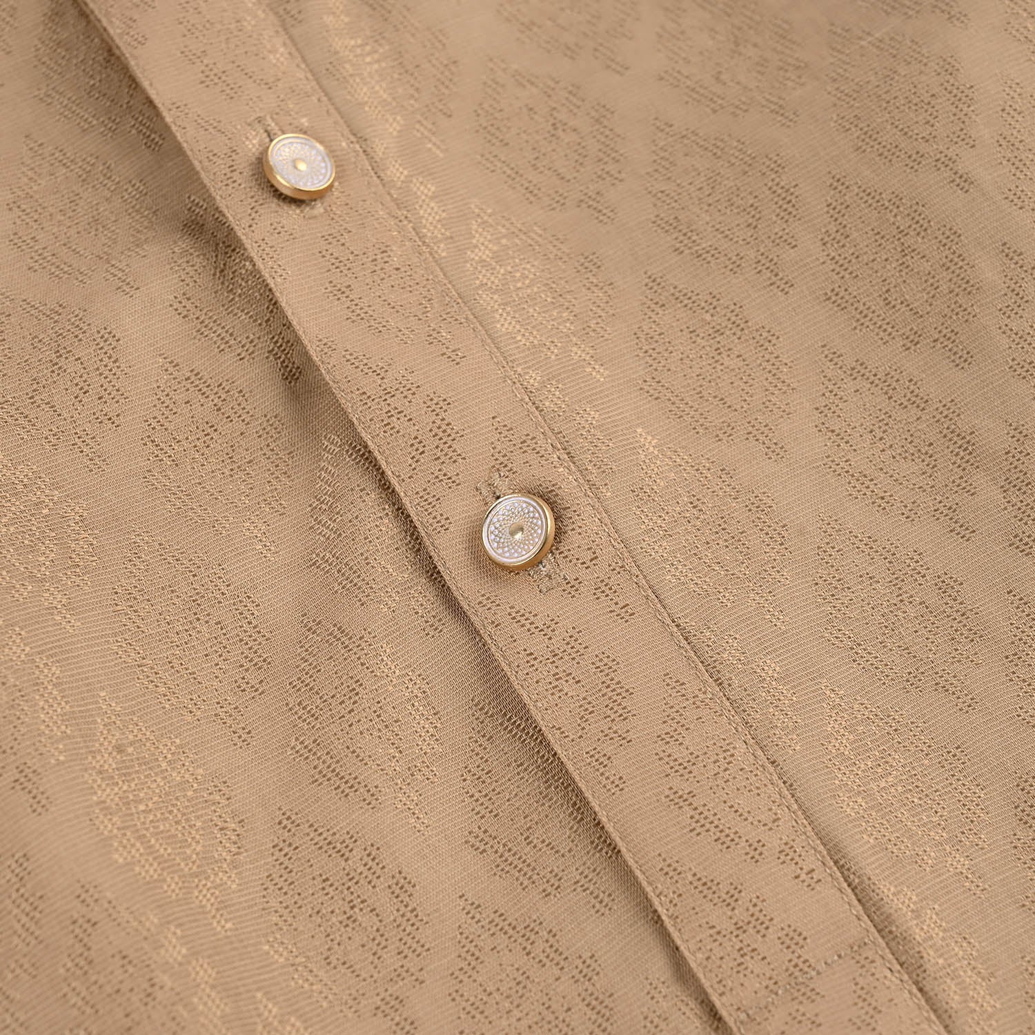 Boys Jacquard Kurta Pajama (Khas) - Beige - Image 2