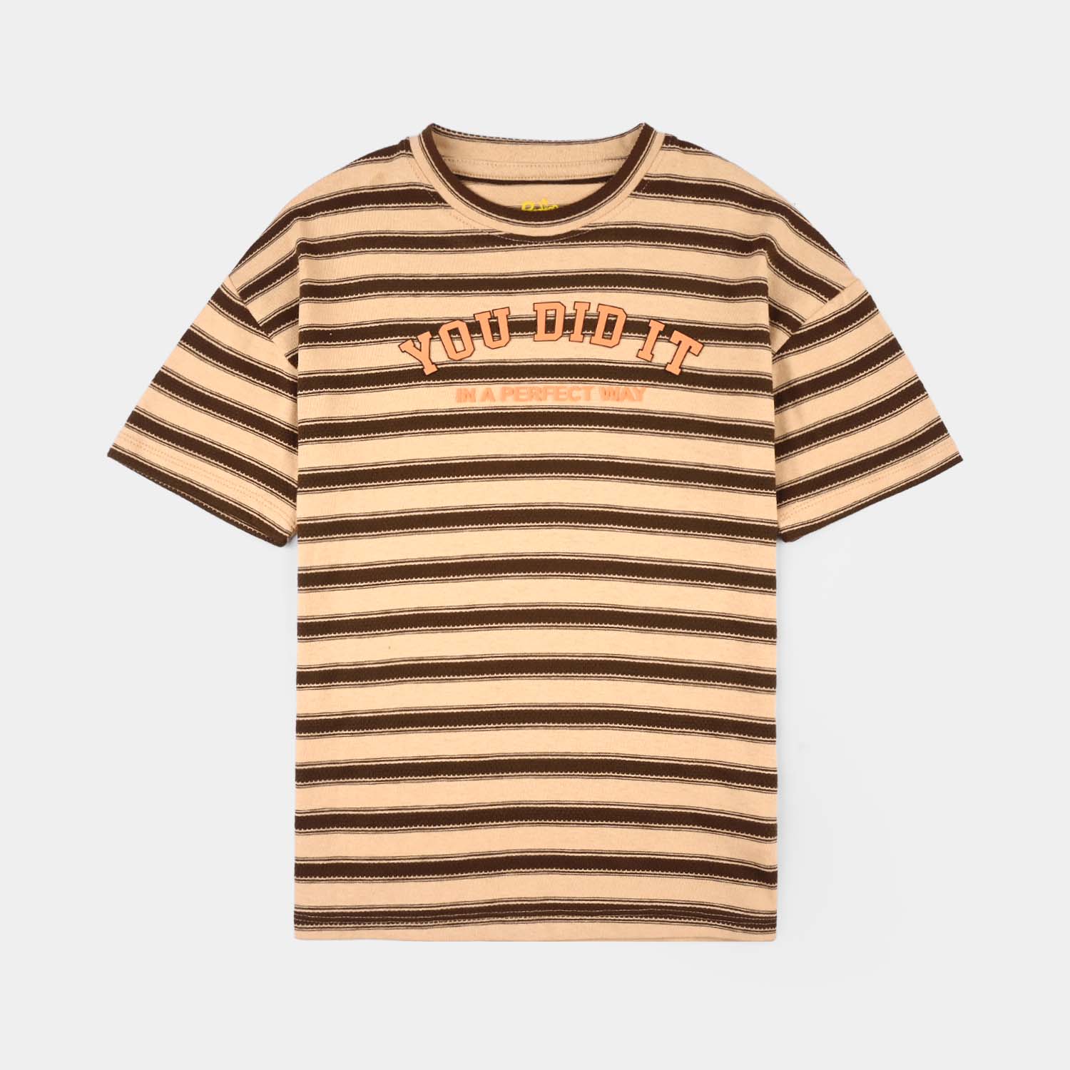 Boys Jacquard T-Shirt (You Can Do It) - Brown