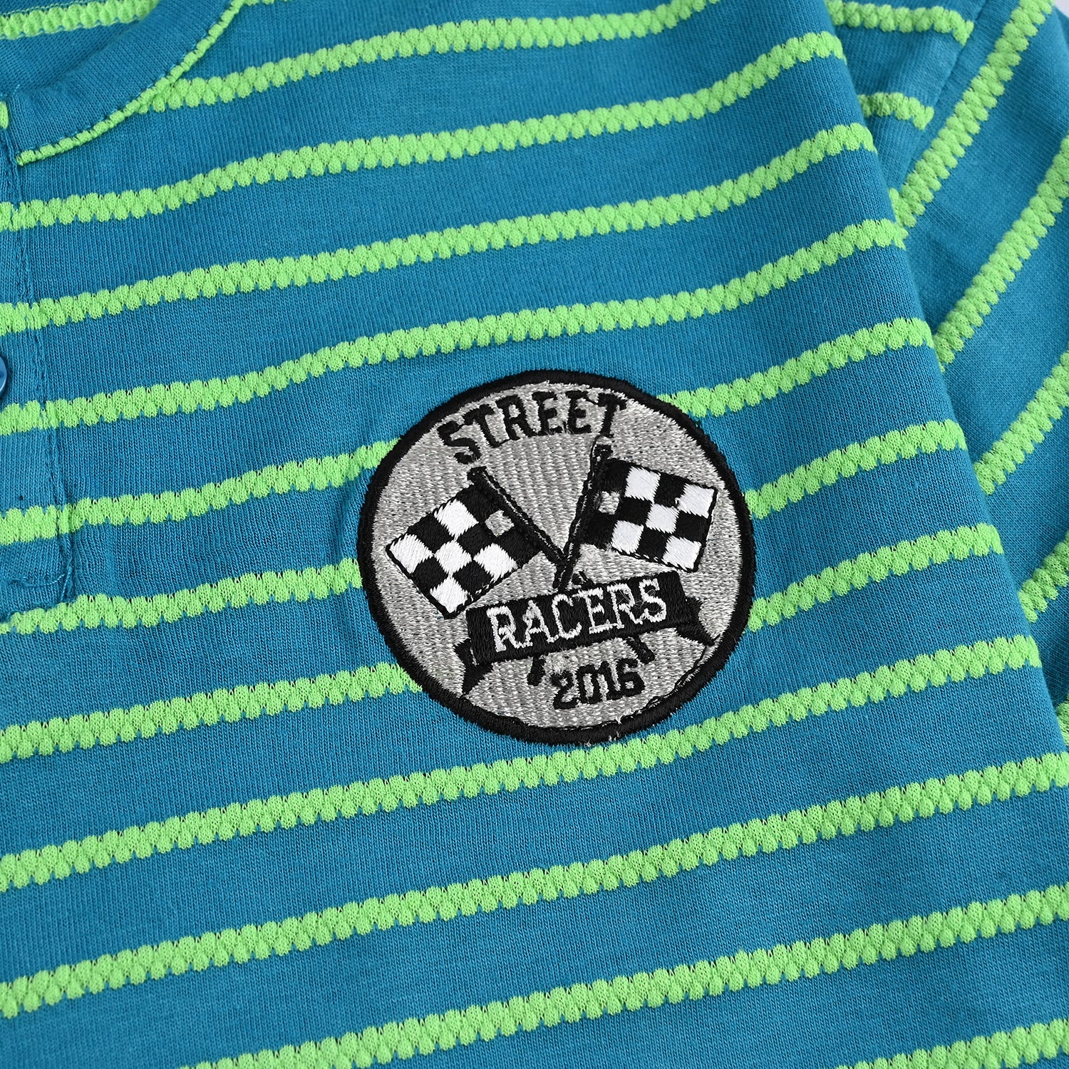 Boys Jacquard T-Shirt HS Street Racer-Green Stripe - Image 3