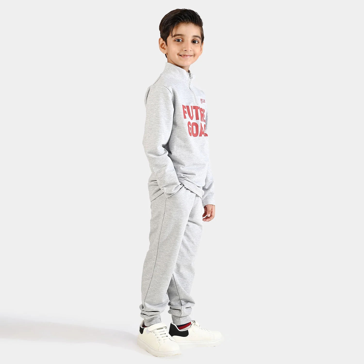Boys Jersey/Terry 2 Piece Suit Future Goals-Grey - Image 4