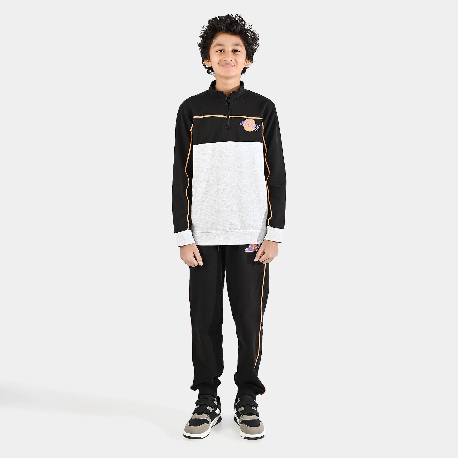 Boys Jersey/Terry 2 Piece Suit Lakers - Black/Grey - Image 3