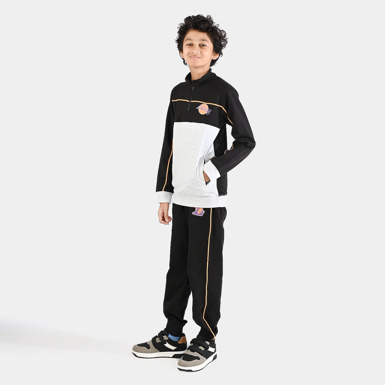 Boys Jersey/Terry 2 Piece Suit Lakers - Black/Grey - Image 4