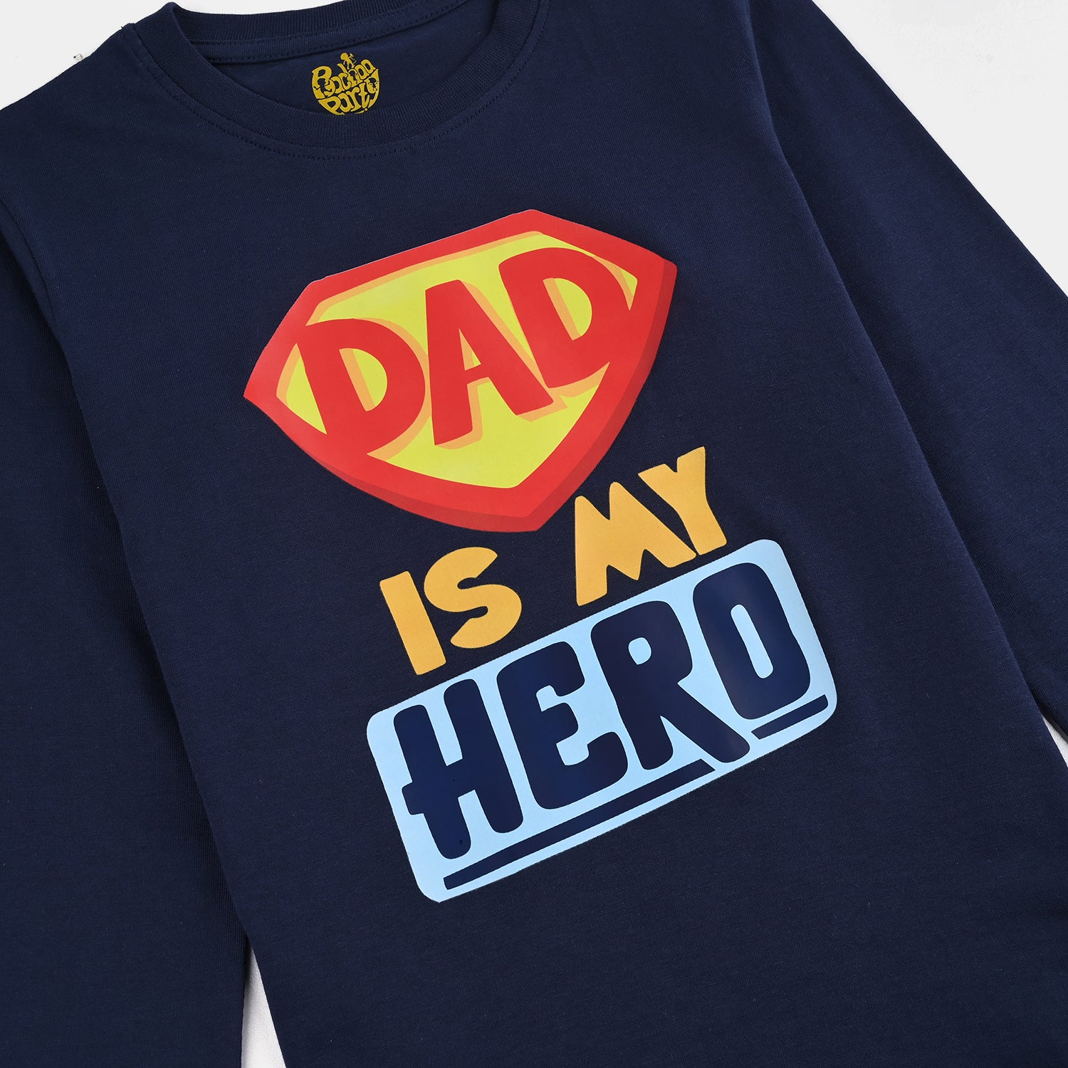 Boys Jersey/Terry T-Shirt Dad is My Hero-NAVY - Image 3