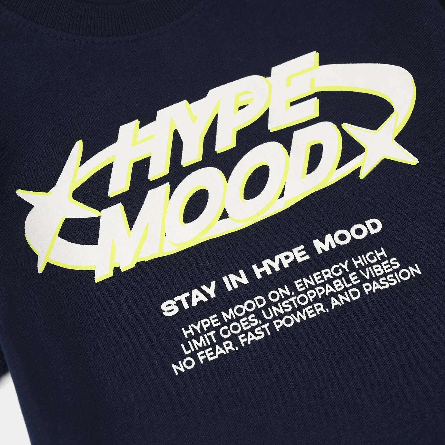 Boys Jersey/Terry T-Shirt Hype Mood - Navy Blue - Image 3