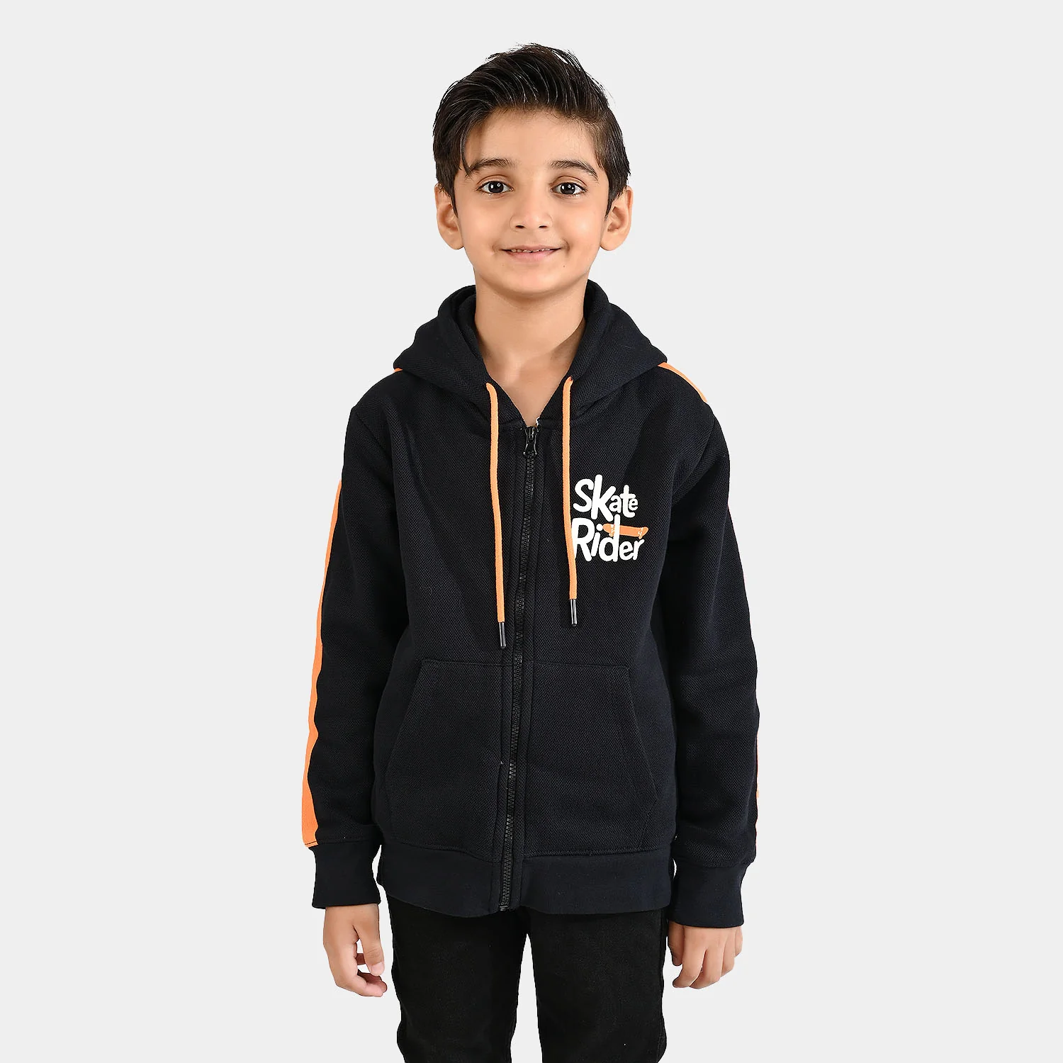 Boys Jumbo Pique Knitted Jacket Skate Rider-NAVY - Image 2
