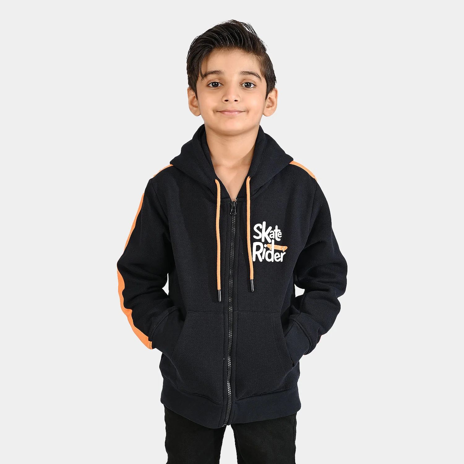 Boys Jumbo Pique Knitted Jacket Skate Rider-NAVY - Image 3
