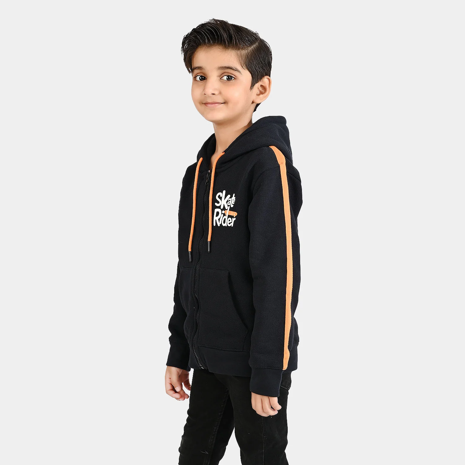 Boys Jumbo Pique Knitted Jacket Skate Rider-NAVY - Image 4