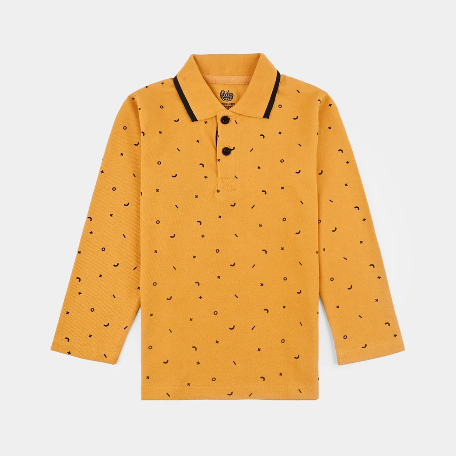 Boys Jumbo Pique Polo F/S Shapes-Sun Flower